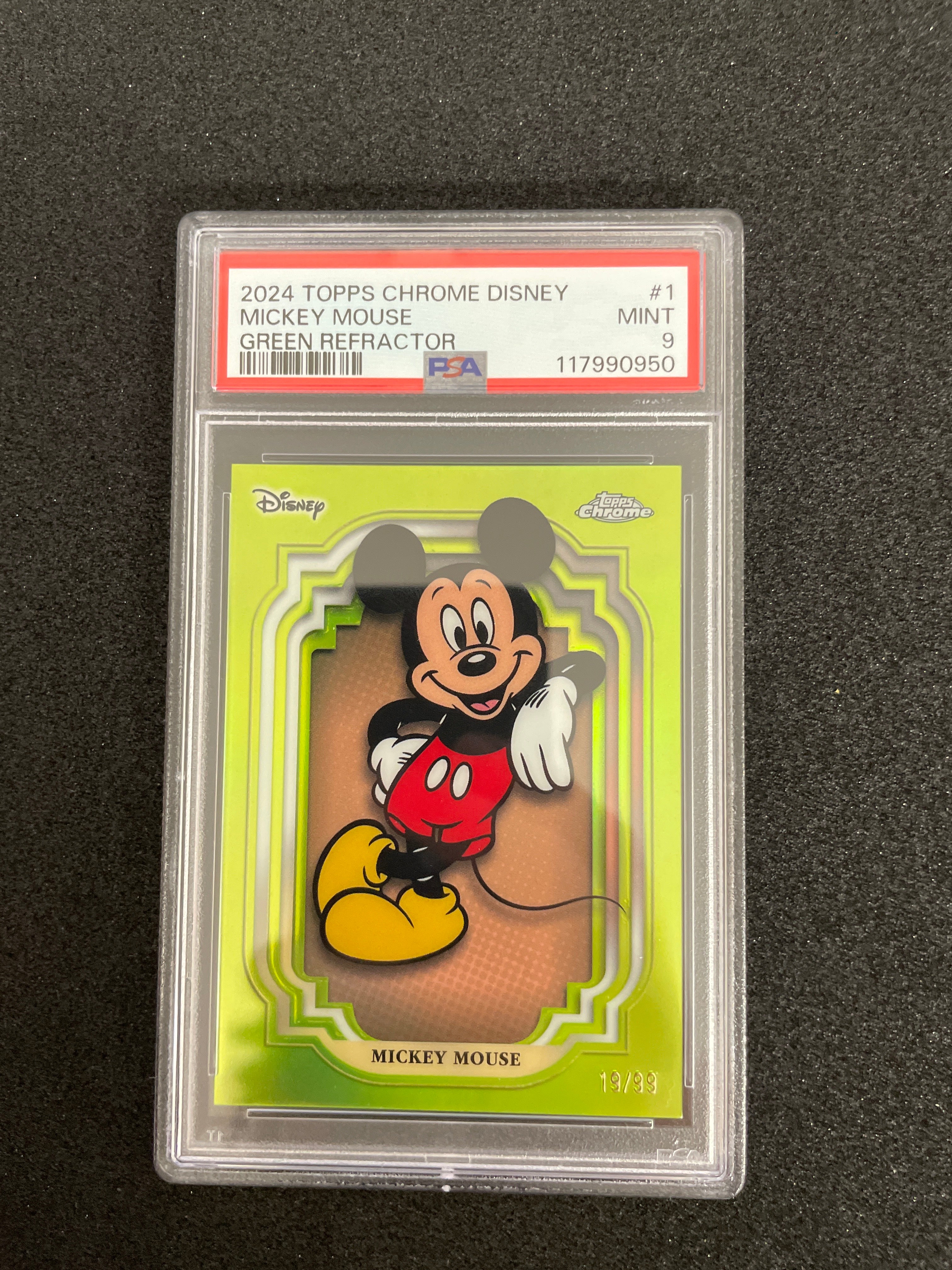 2024 Topps Chrome Disney Mickey Mouse Green Refractor Mint PSA 9 /99