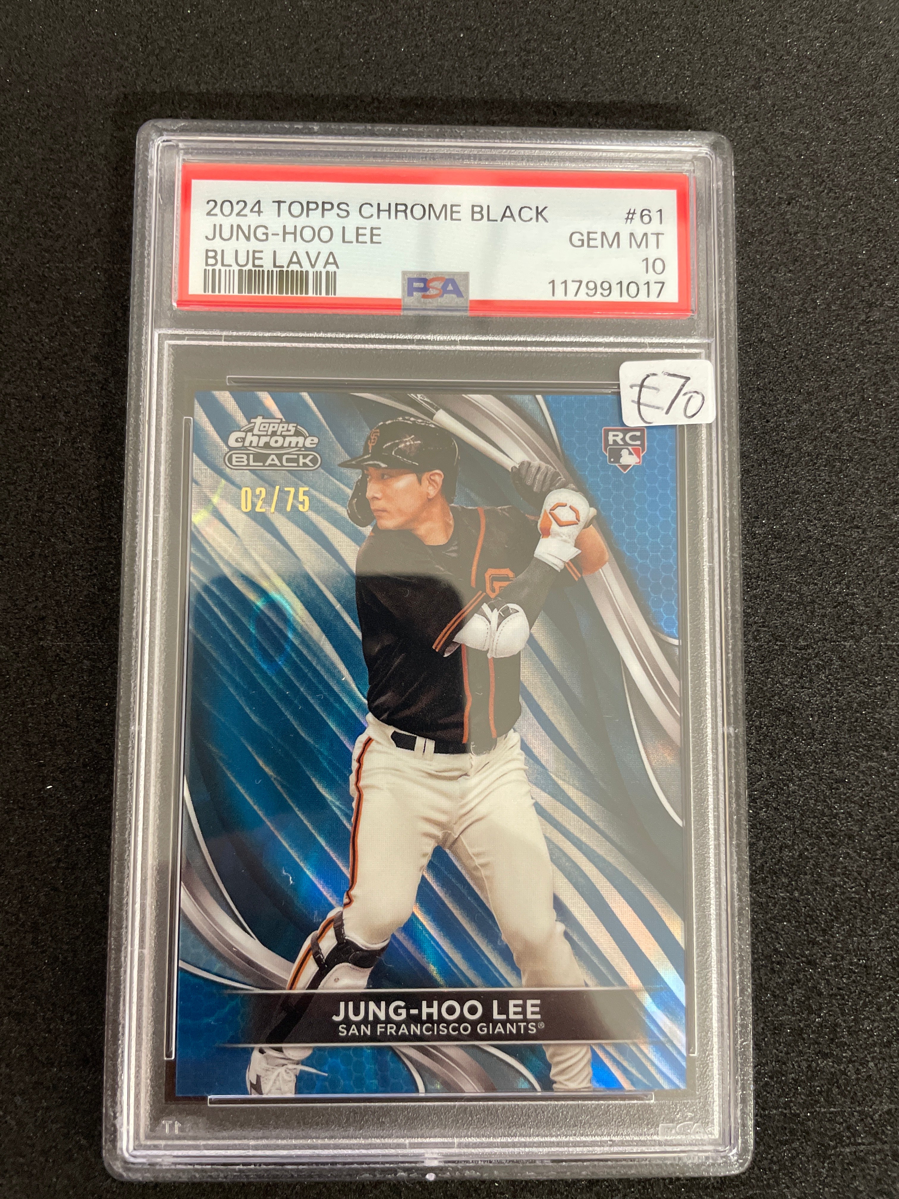 2024 TOPPS CHROME BLACK JUNG-HOO LEE BLUE LAVA PSA 10 GEM MINT /75