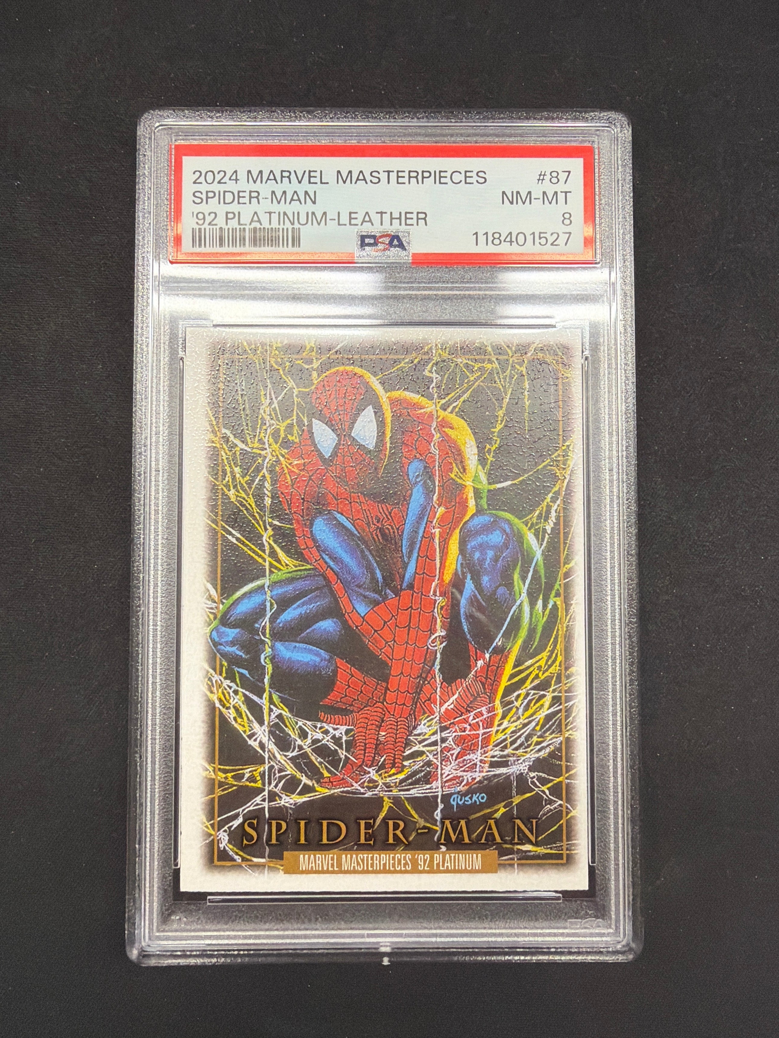 2024 Marvel Masterpieces Spider-Man 92 Platinum-Leather PSA NM-MT 8