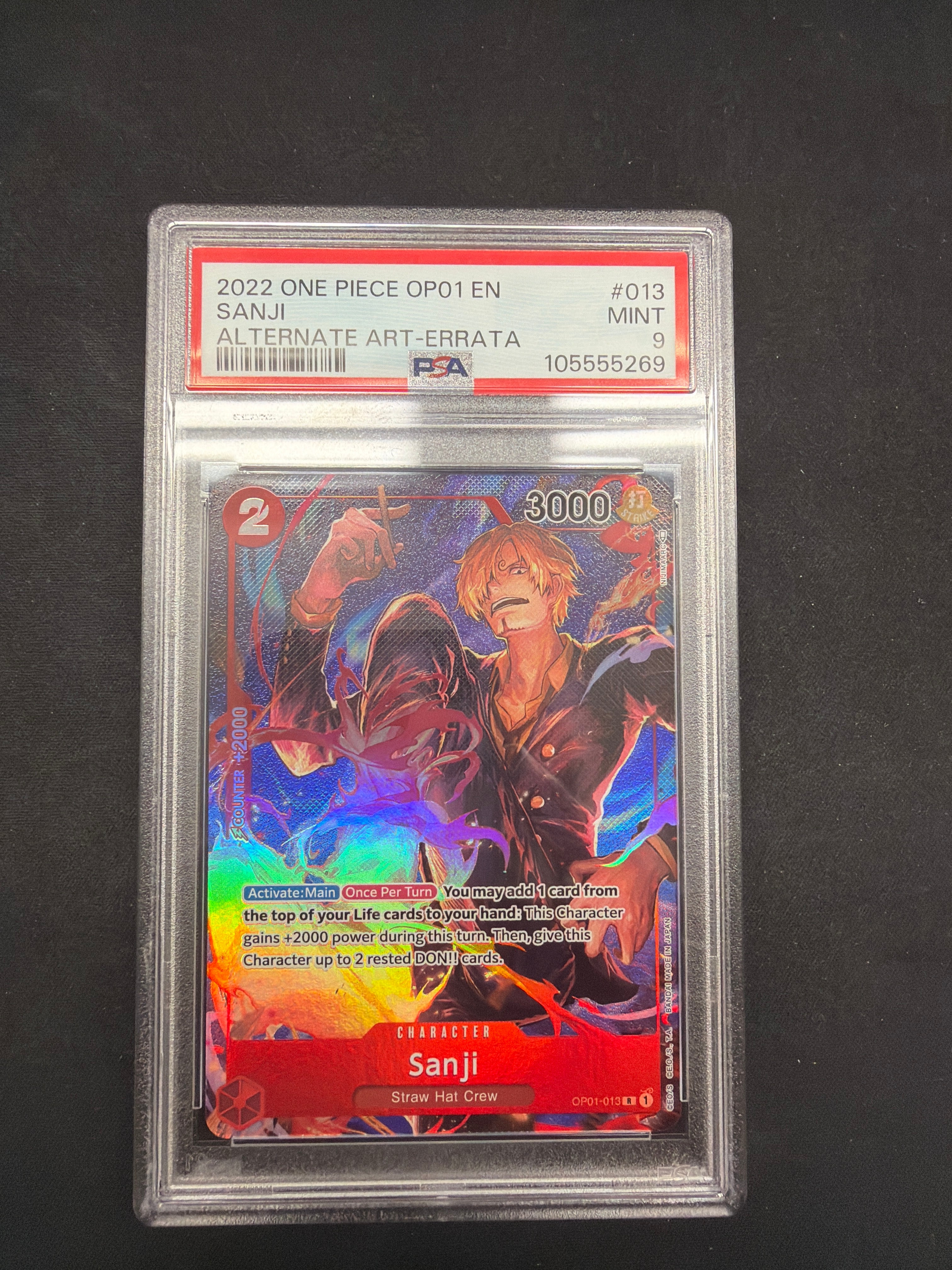 2022 One Piece OP01 En Sanji Alternate Art-Errata PSA MINT 9