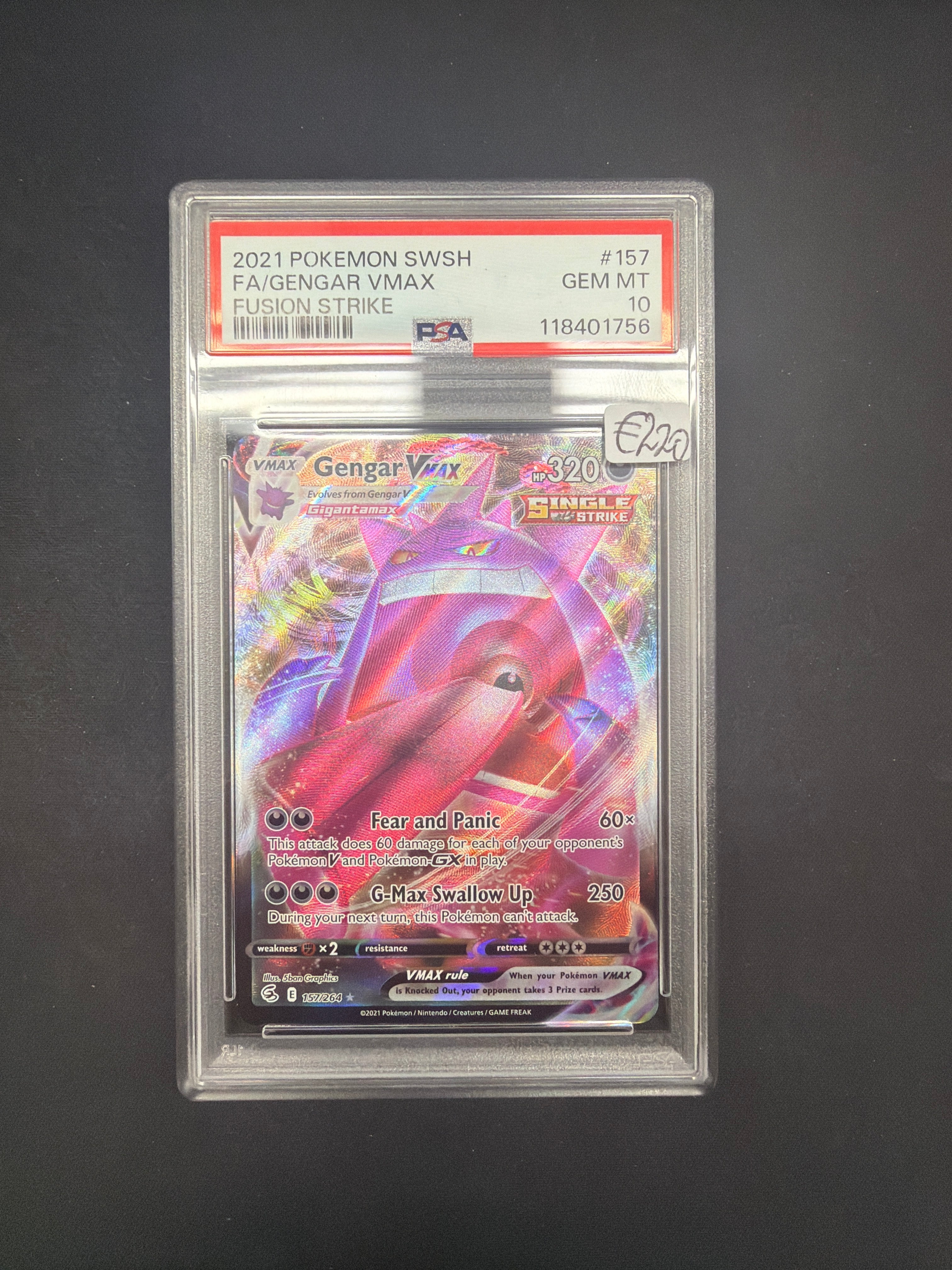 2021 Pokémon SWSH FA/Gengar Vmax Fusion Strike PSA 10