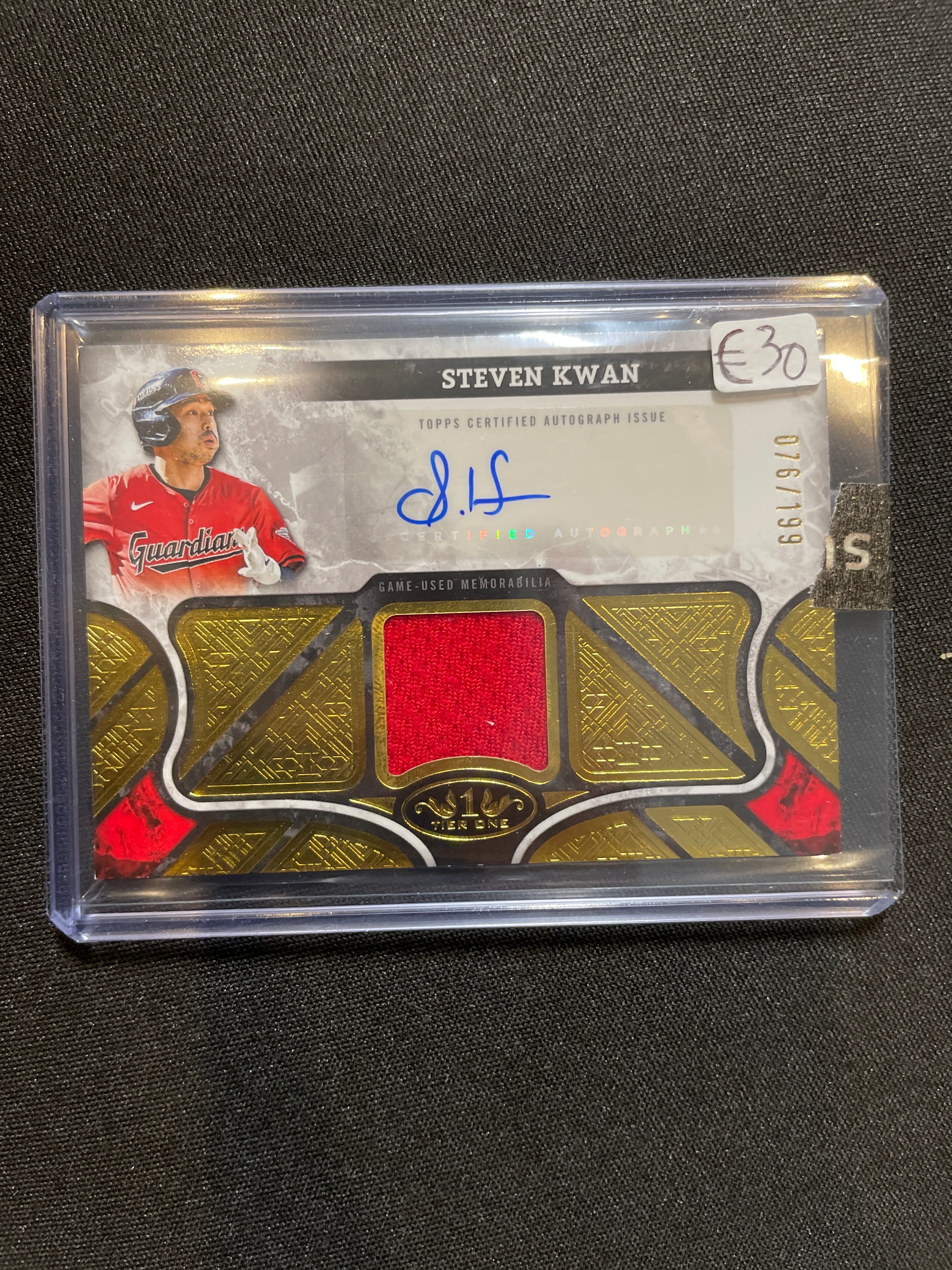 2025 Topps Tier One Baseball Steven Kwan Autograph Relic /199