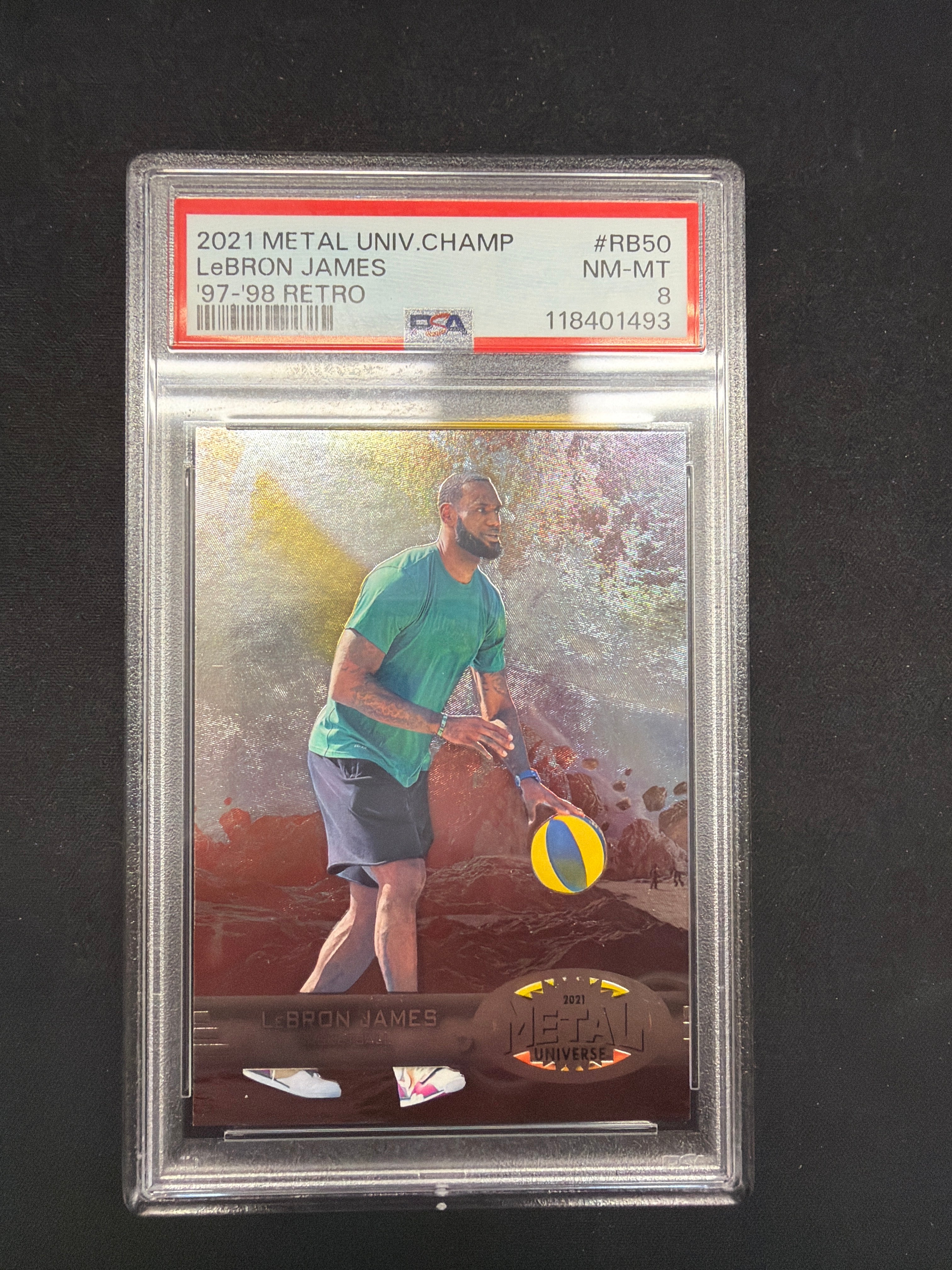 2021 Metal Universe Champ LeBron James ‘97-98’ Retro PSA NM-MT 8