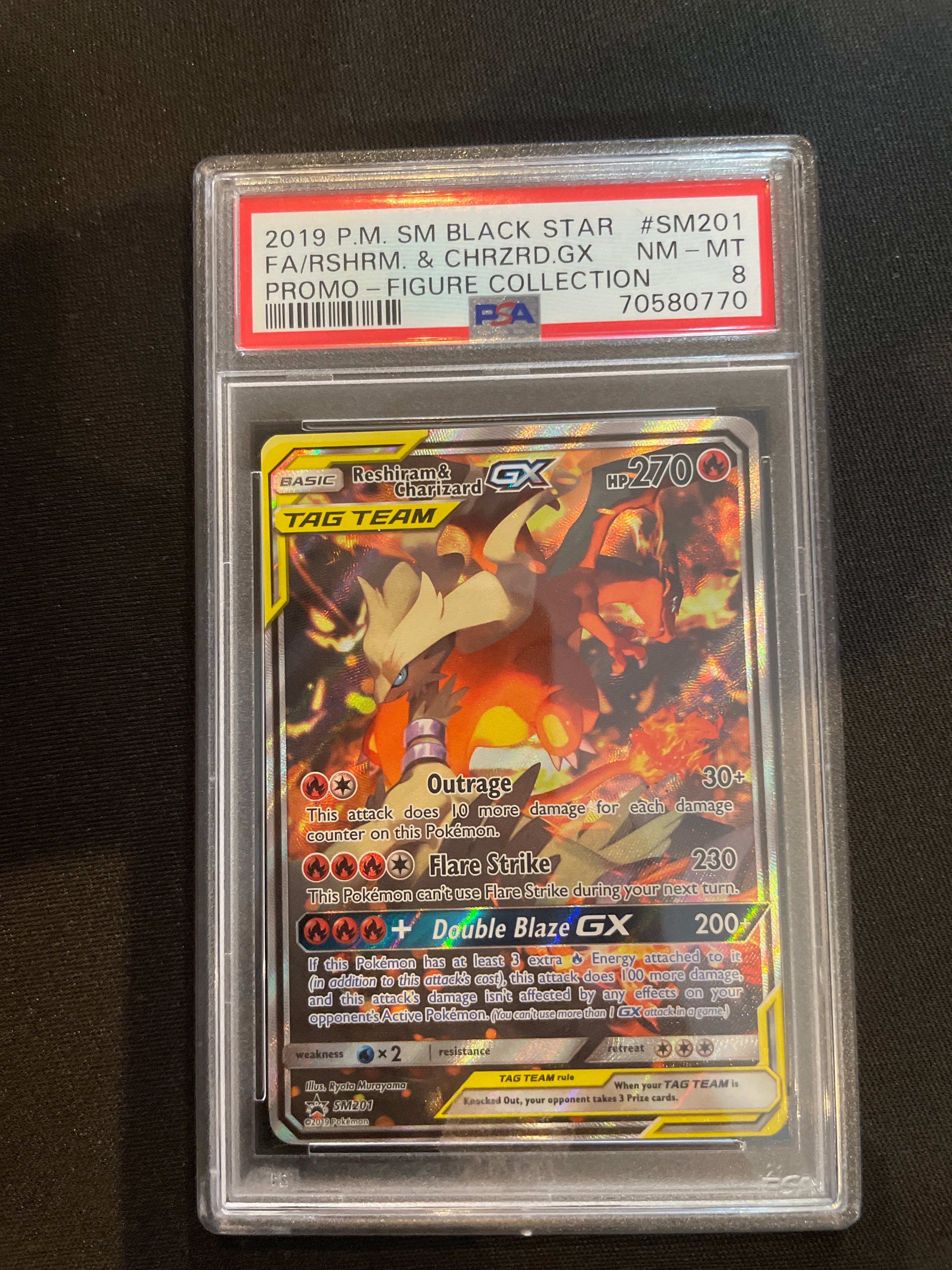 2019 Black Star Reshiram & Charizard Figure Collection PSA 8