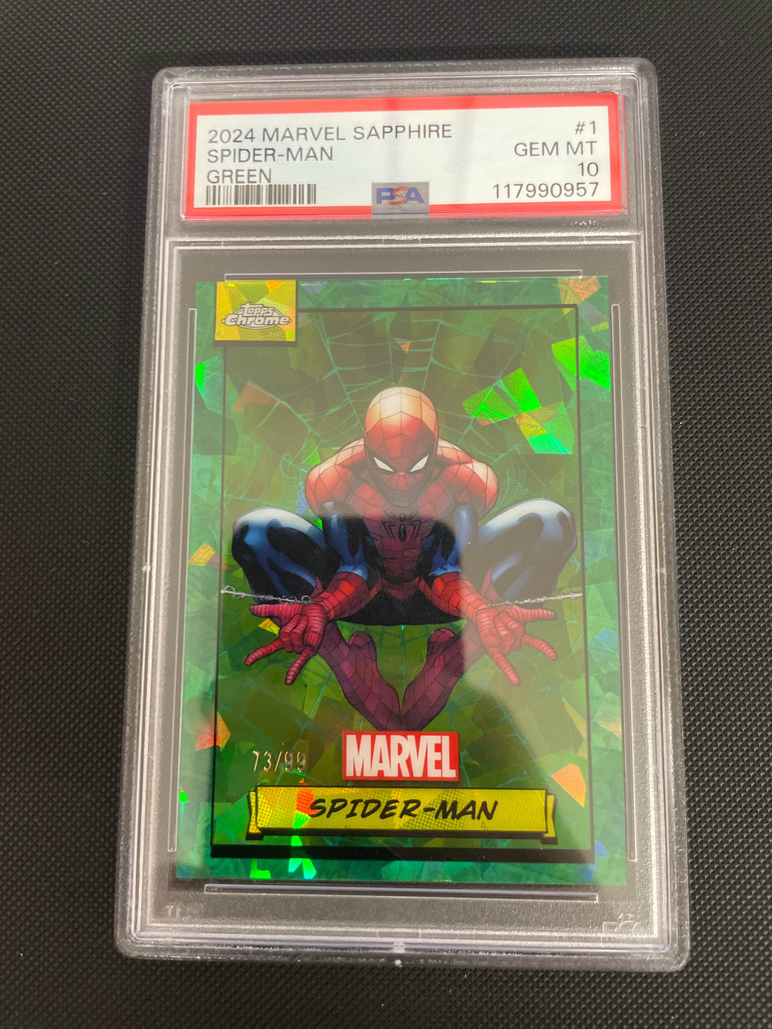 2024 MARVEL SAPPHIRE SPIDER-MAN GREEN PSA 10