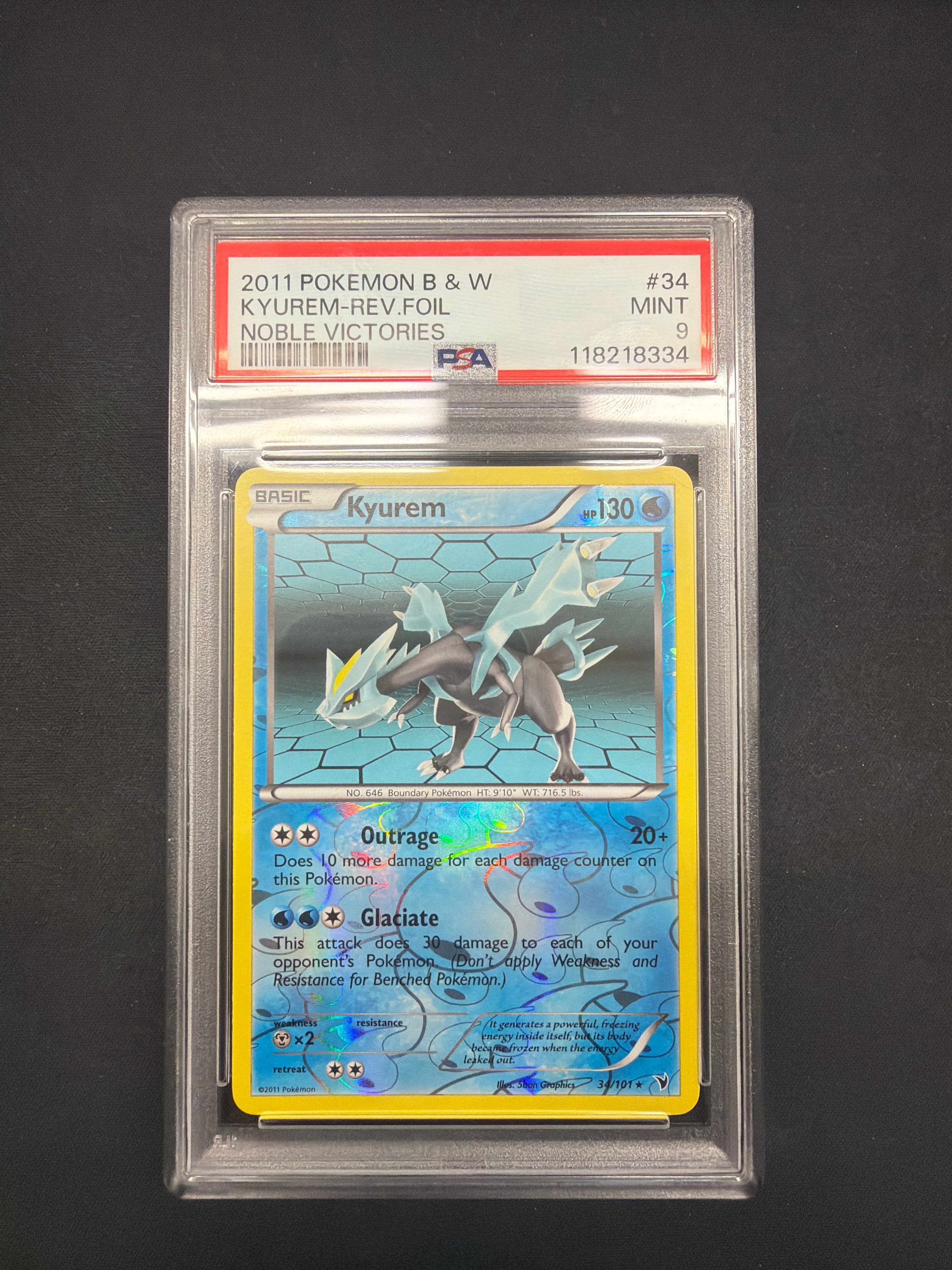 2011 Pokémon B&W Kyurem-Rev.Foil Noble Victories PSA MINT 9