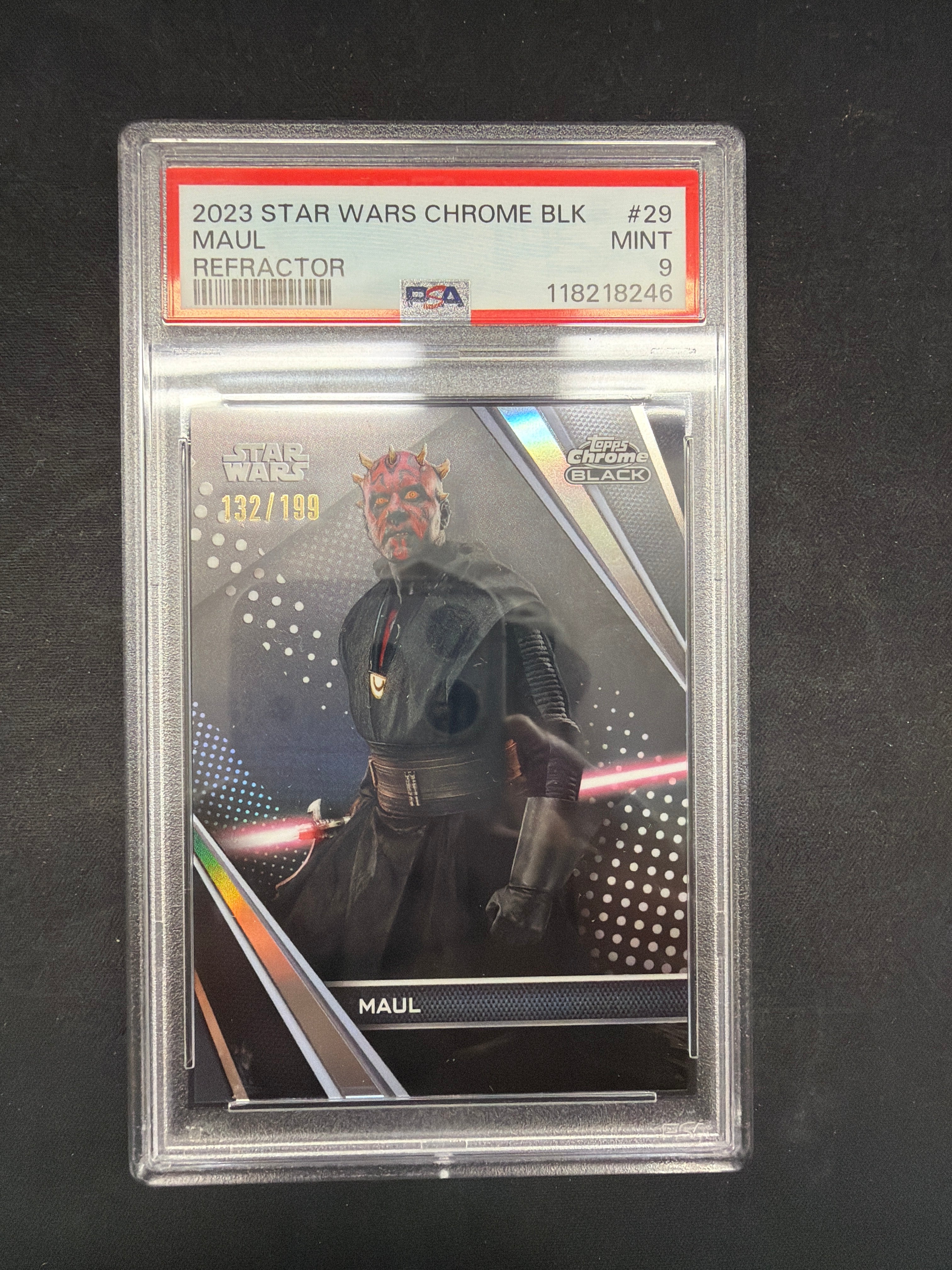 2023 Star Wars Chrome Blk Maul Refractor PSA Mint 9 /199