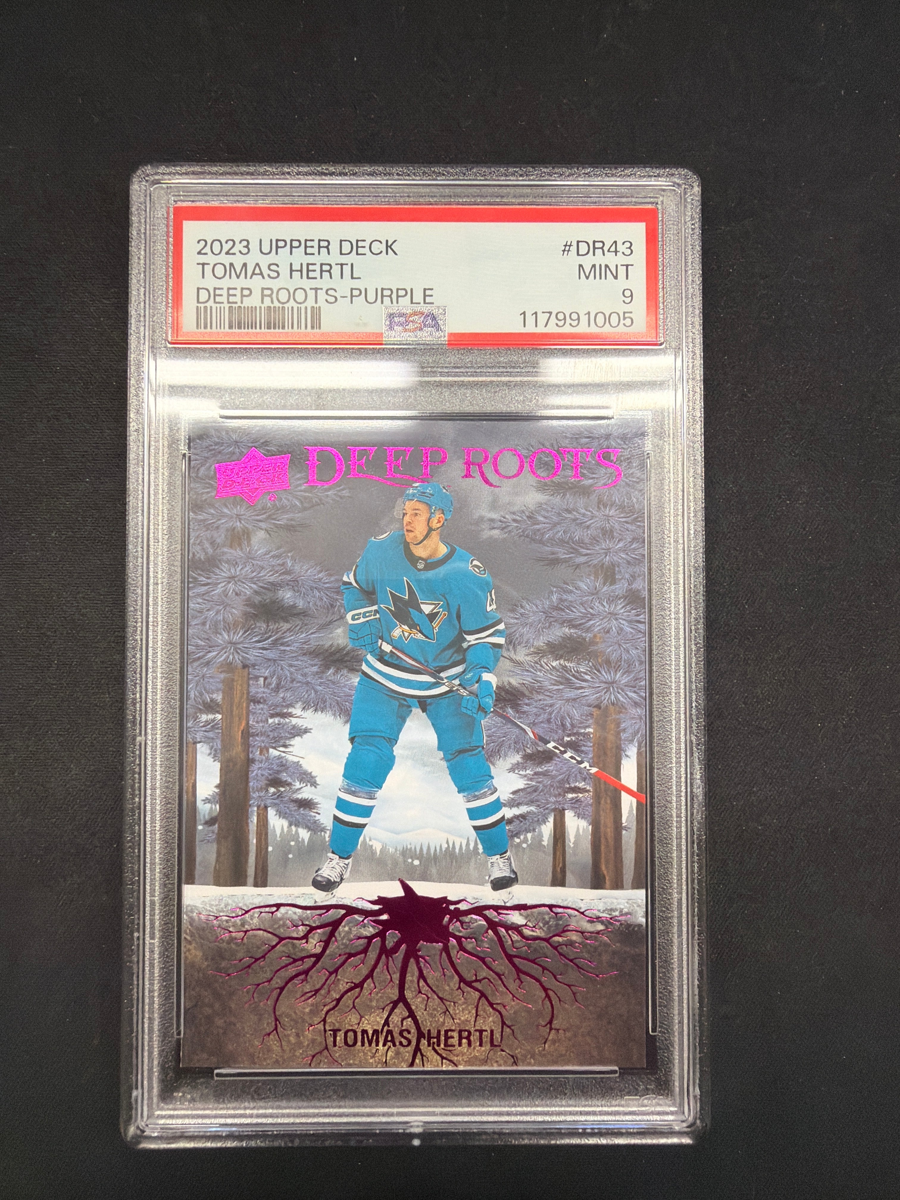 2023 Upper Deck Tomas Hertl Deep Roots-Purple PSA MINT 9