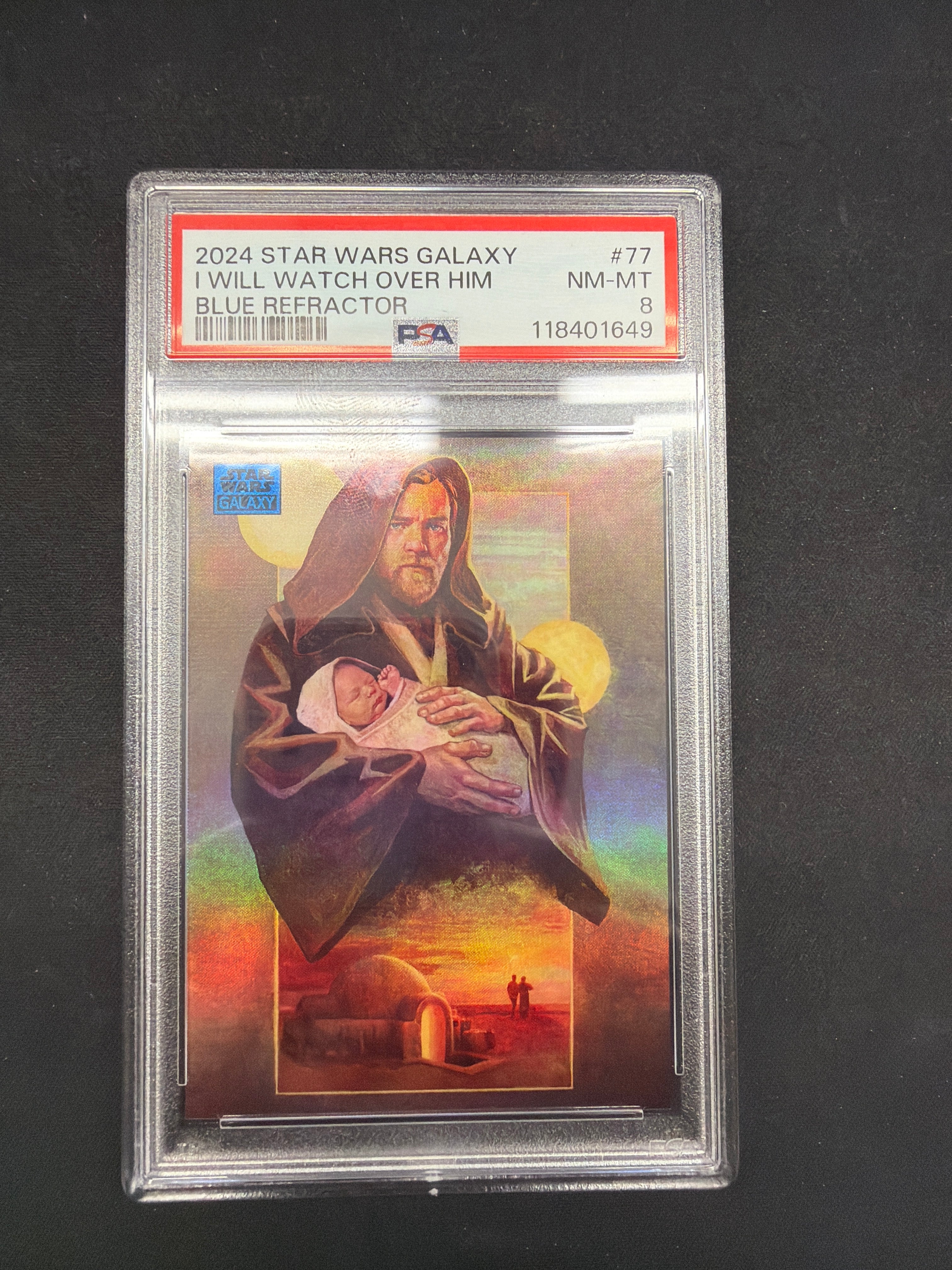 2024 Star Wars Galaxy I Will Watch Over Him Blue Refractor PSA NM-MT 8 /150