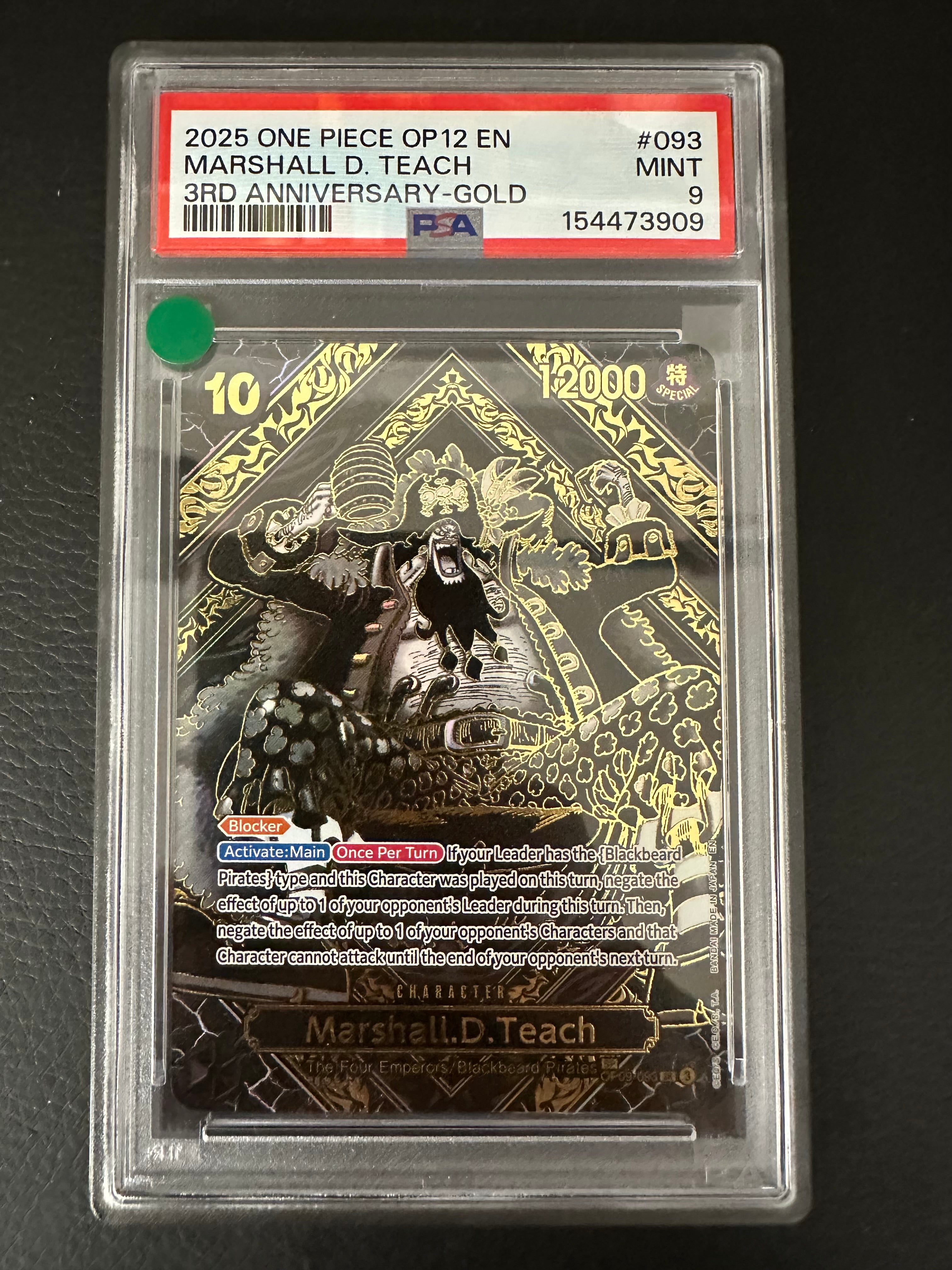 2025 One Piece OP12 EN Marshall D. Teach 3rd Anniversary-Gold PSA 9 MINT