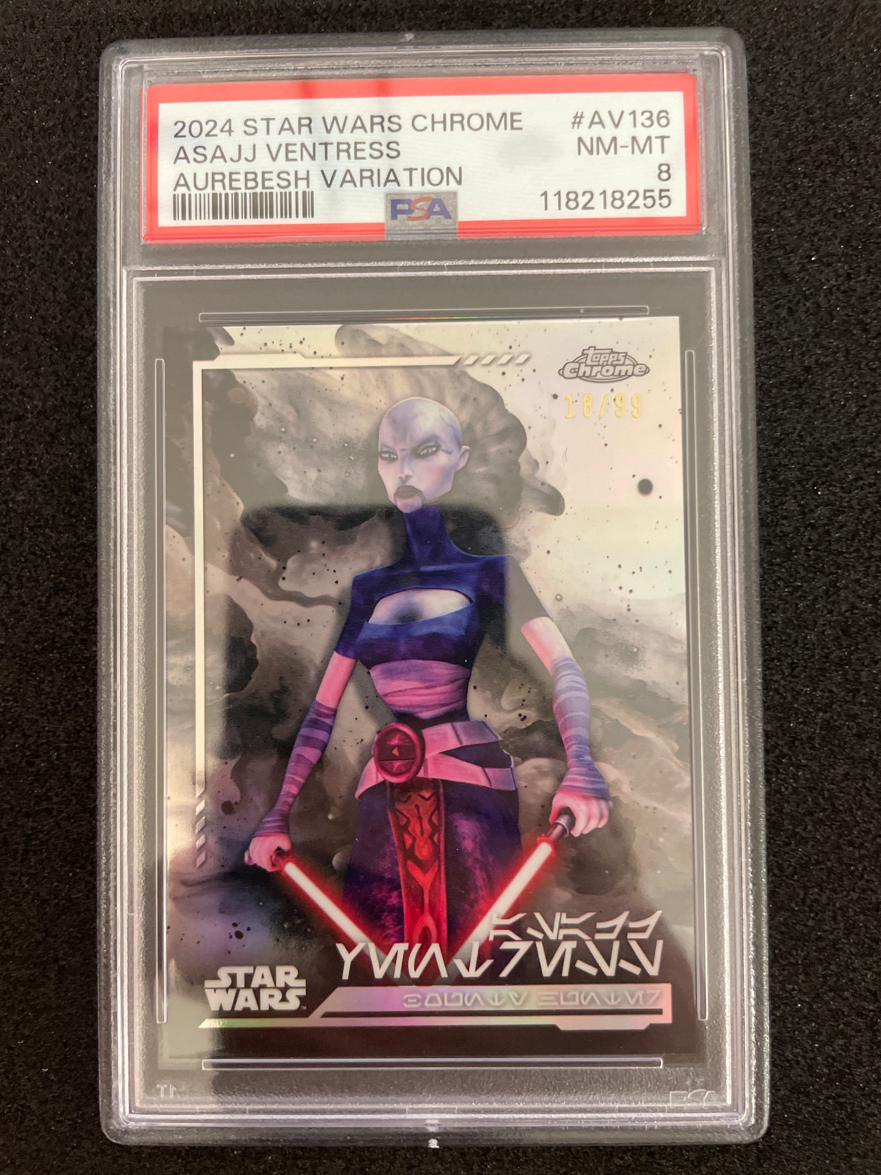 2024 Star Wars Chrome Asajj Ventress Aurebesh Variation Near mint-Mint PSA 8 /99
