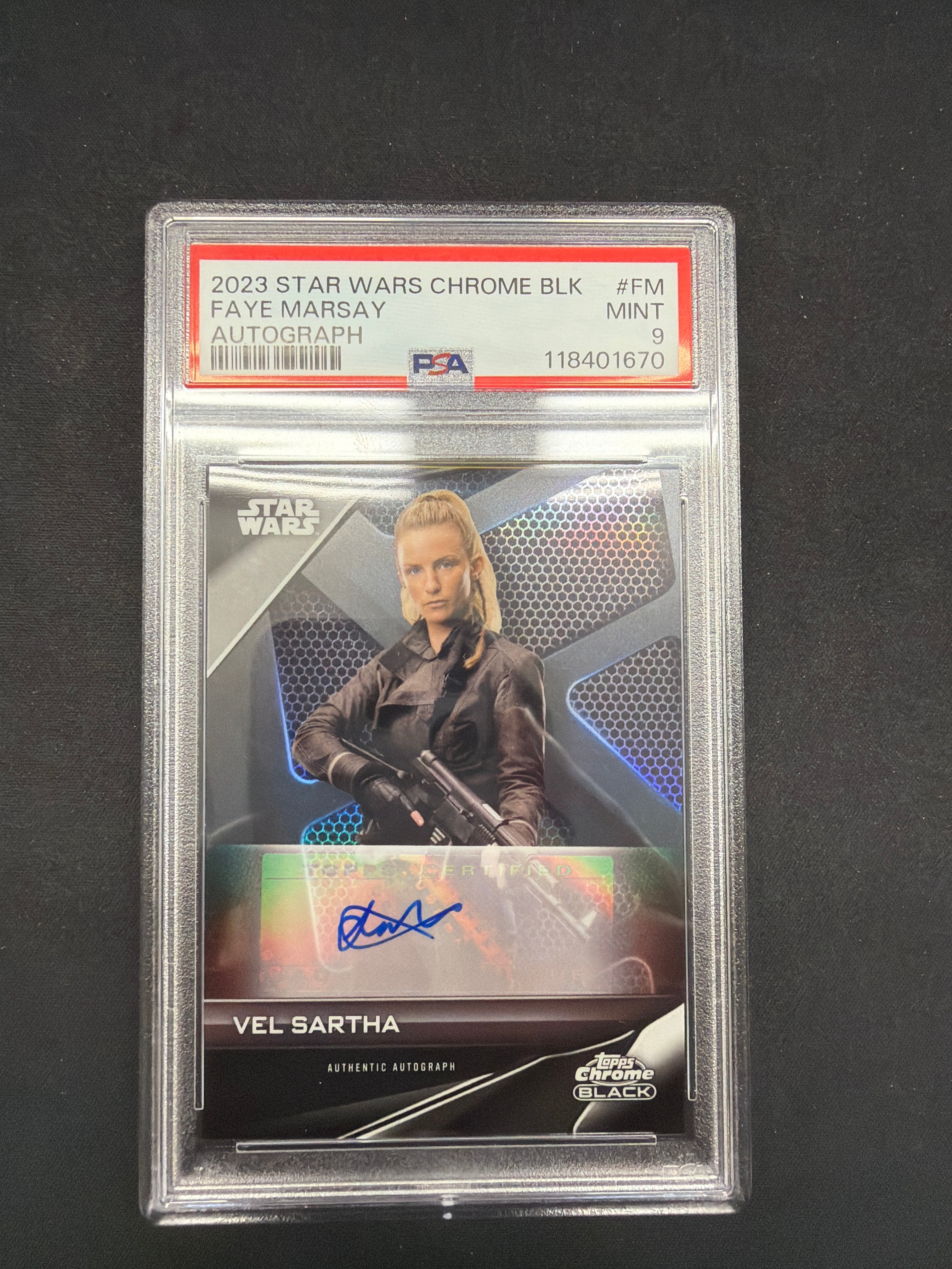 2023 Star Wars Chrome BLK Faye Marsay Autograph PSA MINT 9