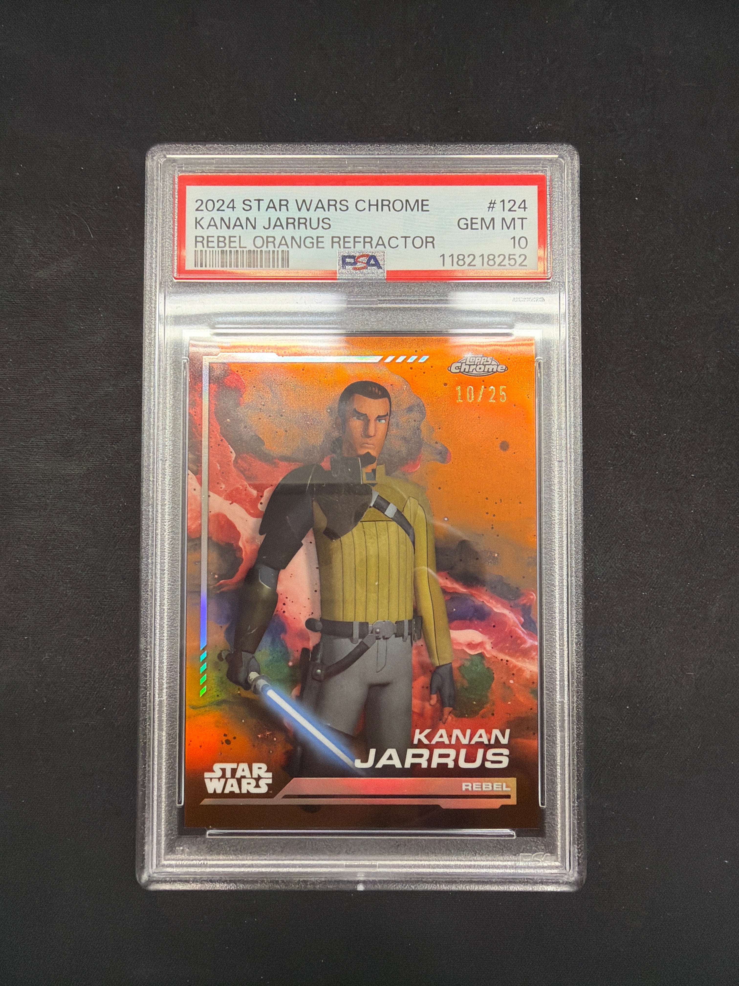 2024 Star Wars Chrome Kanan Jarrus Rebel Orange Refractor PSA Gem MT 10 /25