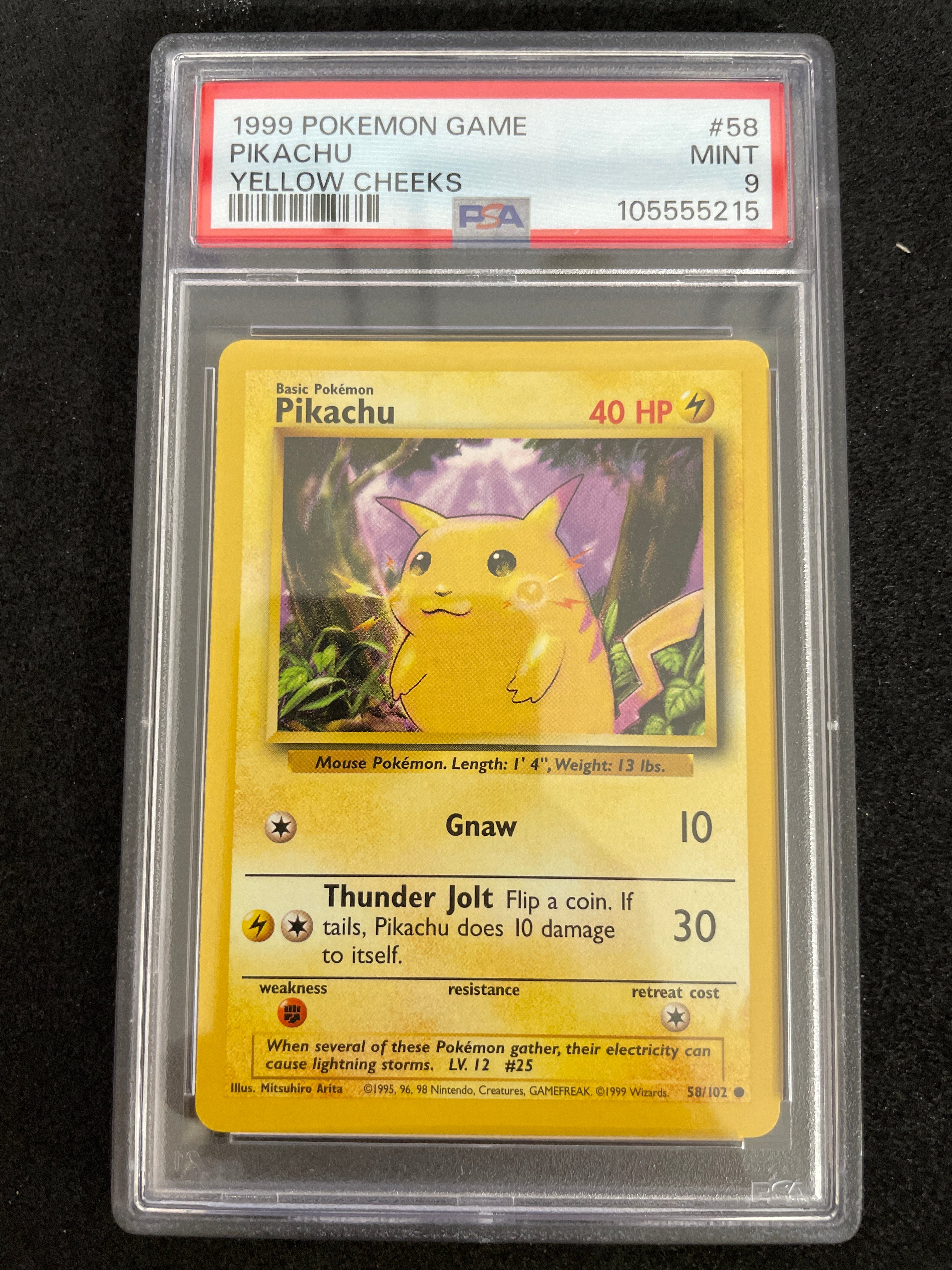 1999 Pokemon Game Pikachu Yellow Cheeks PSA 9