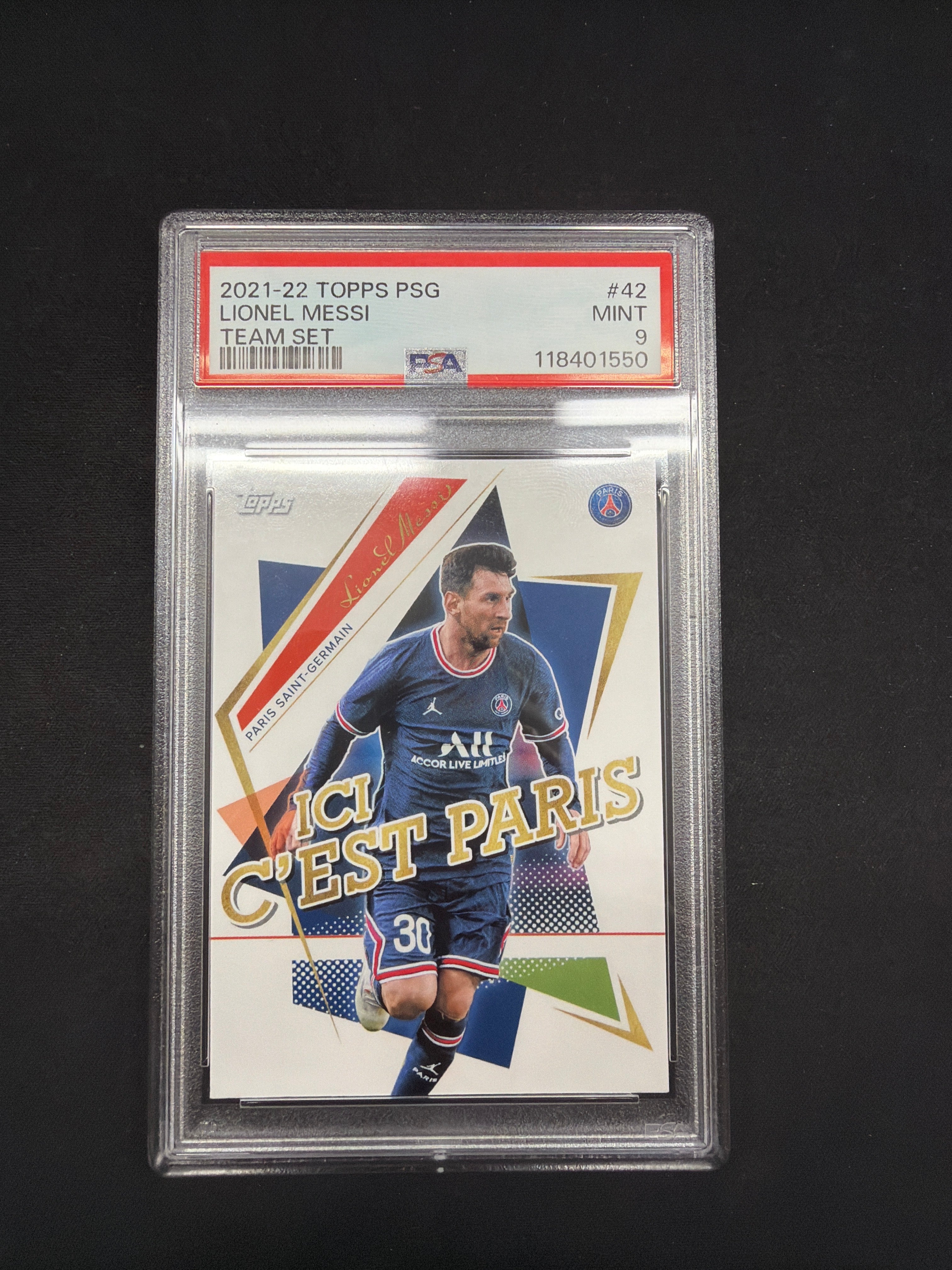 2021-22 Topps PSG Lionel Messi Team Set PSA MINT 9