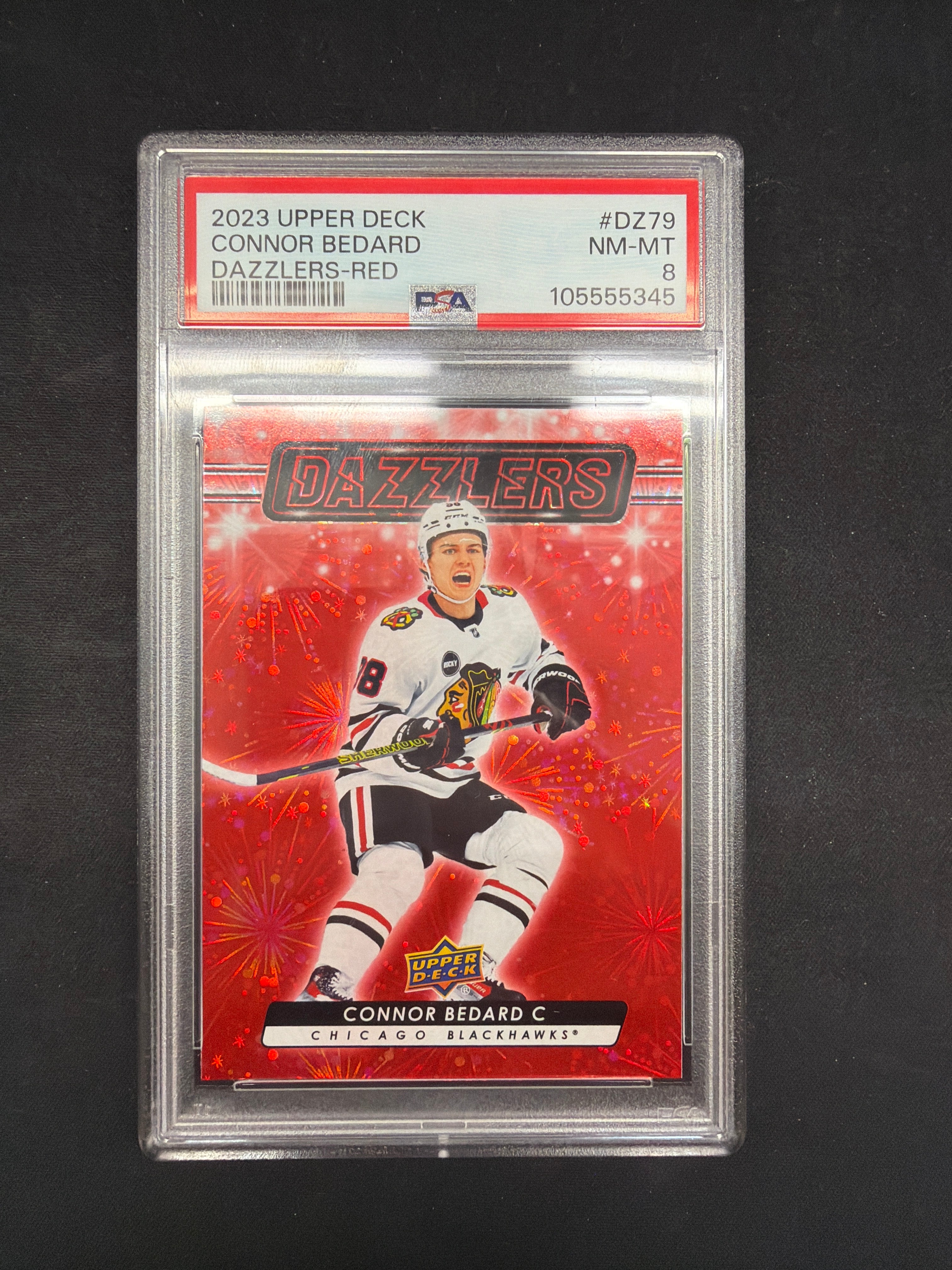 2023 Upper Deck Connor Bedard Dazzlers-Red PSA NM-MT 8