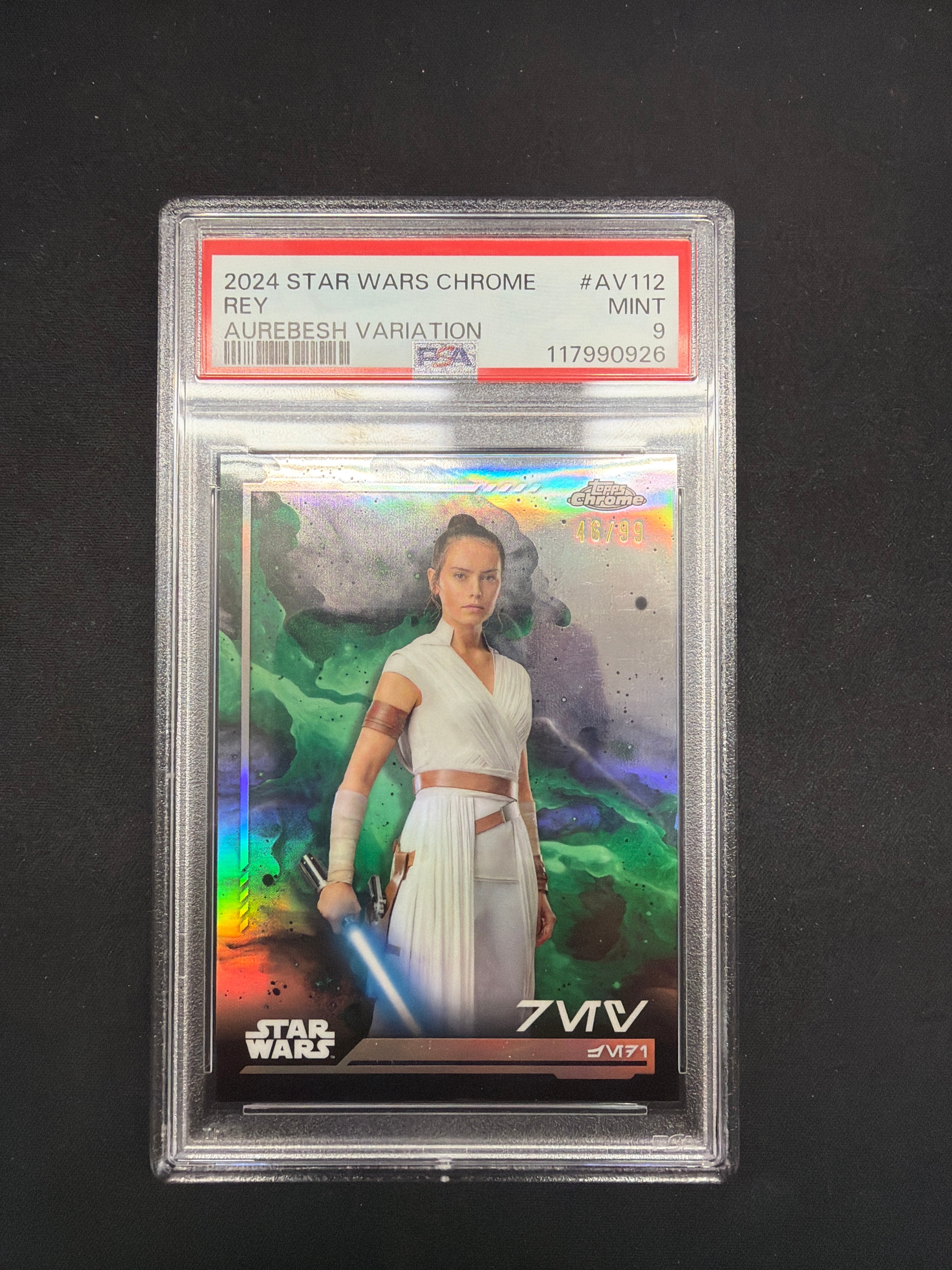 2024 Star Wars Chrome Rey Aurebesh Variation PSA MINT 9 /99