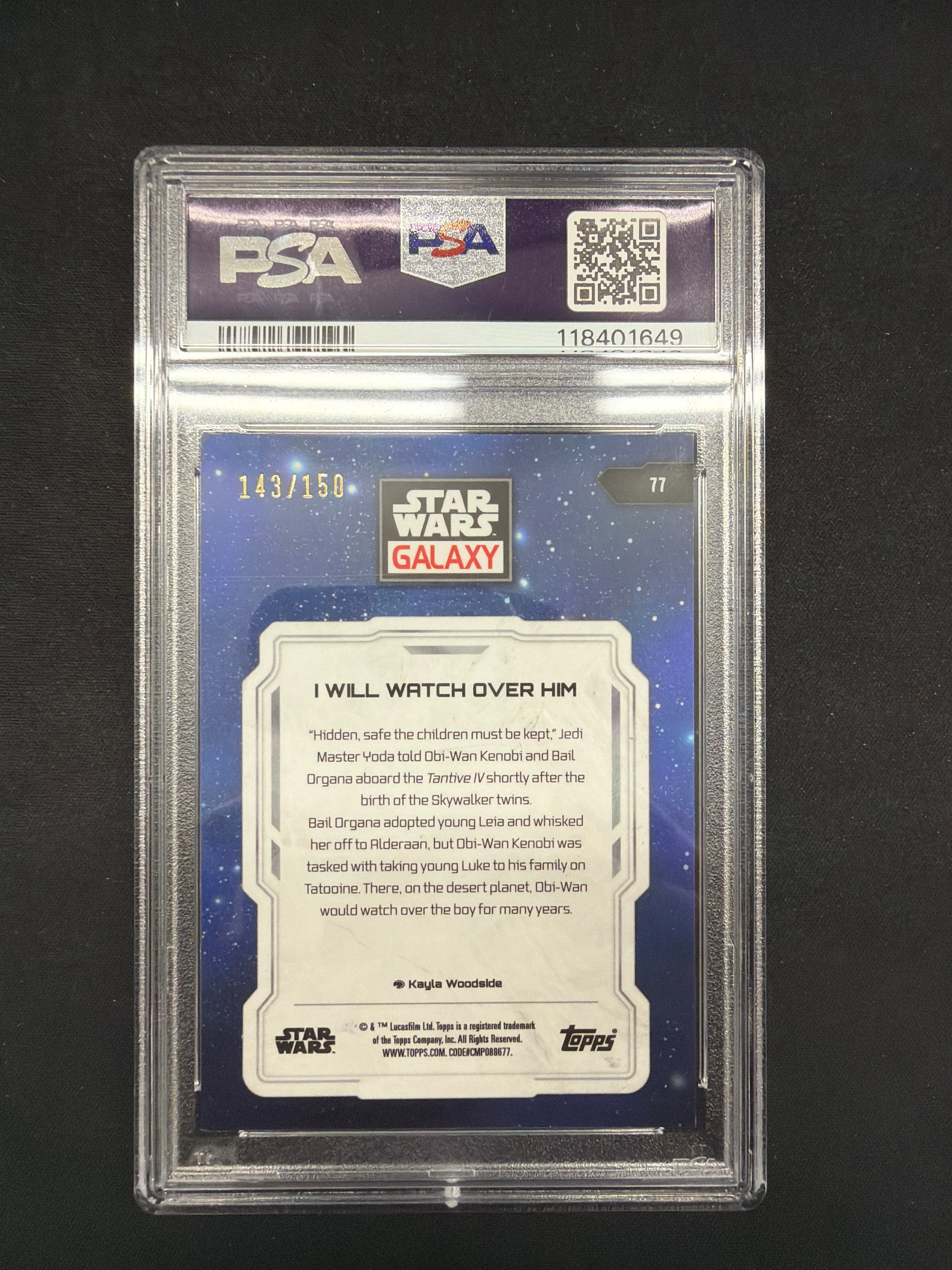 2024 Star Wars Galaxy I Will Watch Over Him Blue Refractor PSA NM-MT 8 /150