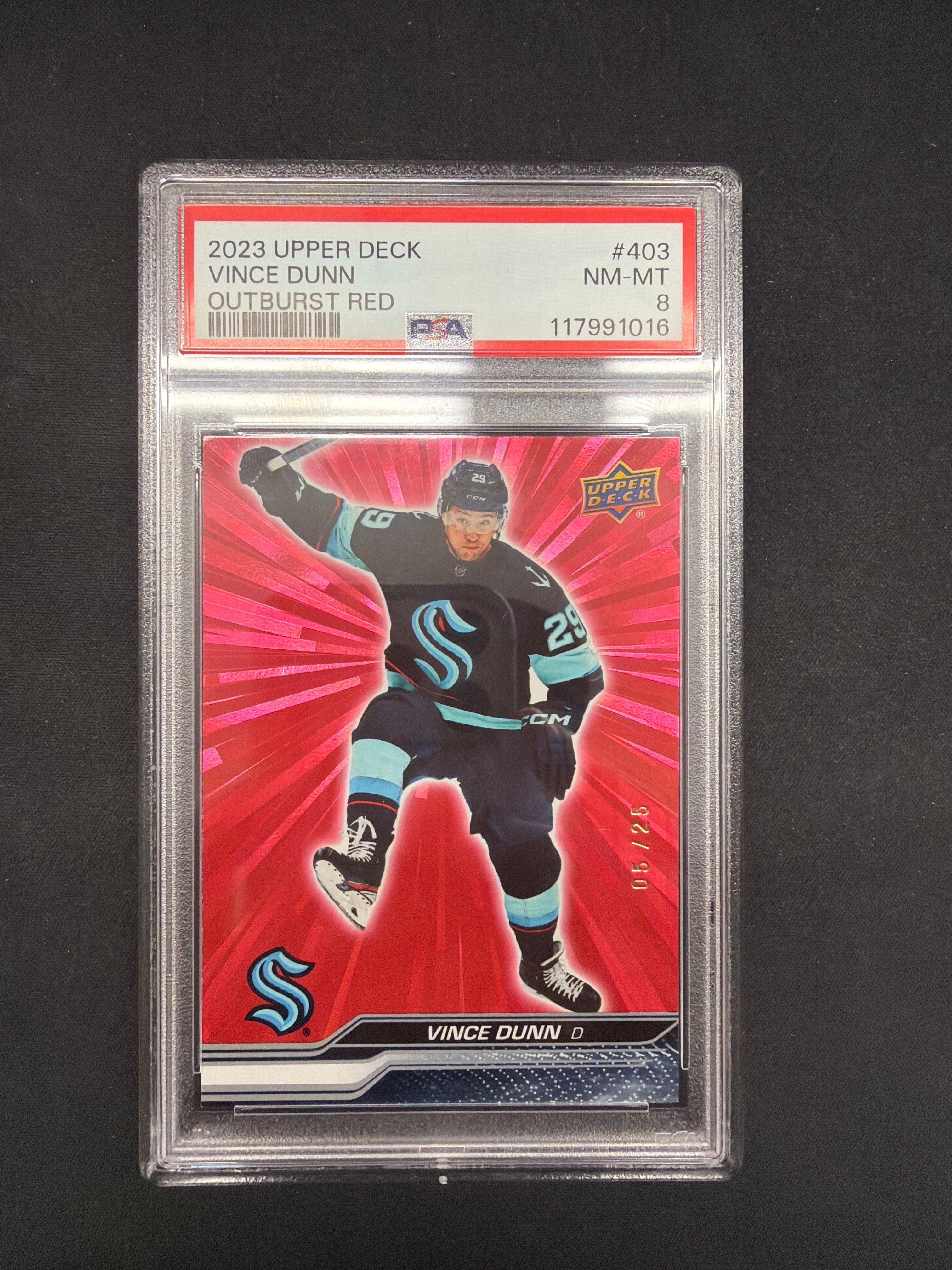 2023 Upper Deck Vince Dunn Outburst Red PSA NM-MT 8 /25