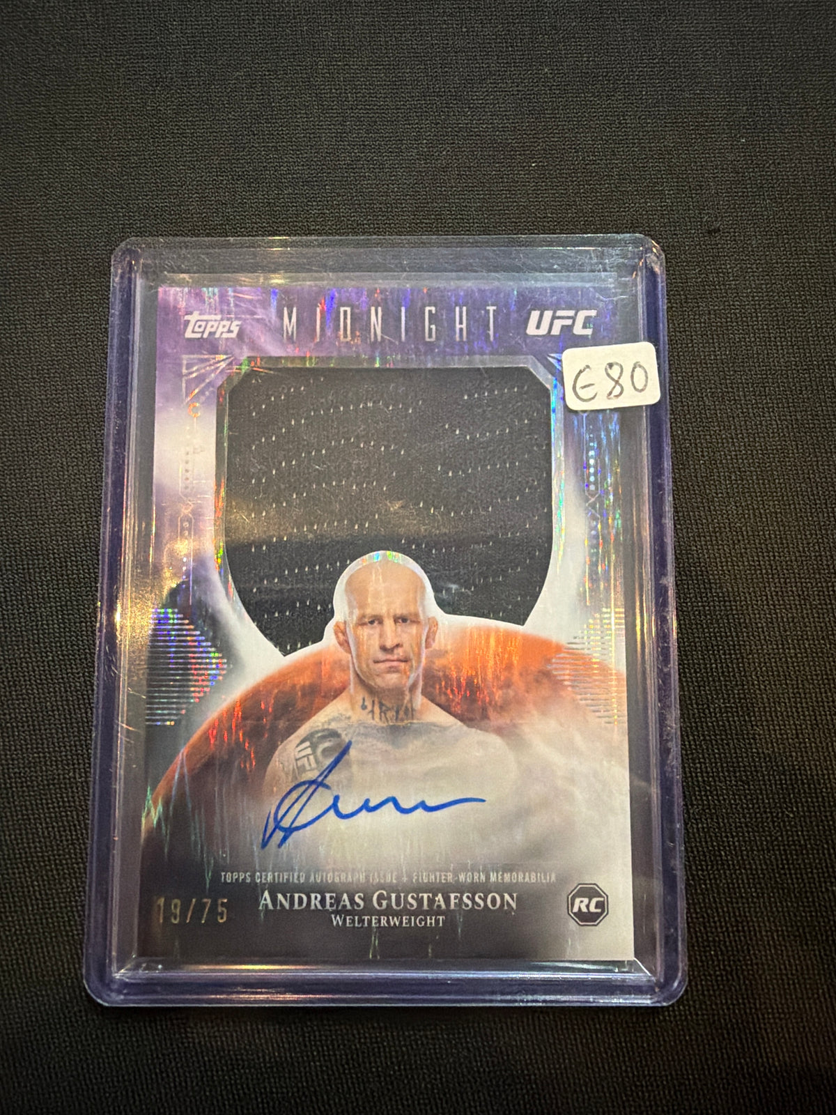 2026 Topps UFC Midnight Andreas Gustafsson Rookie Patch Auto /75