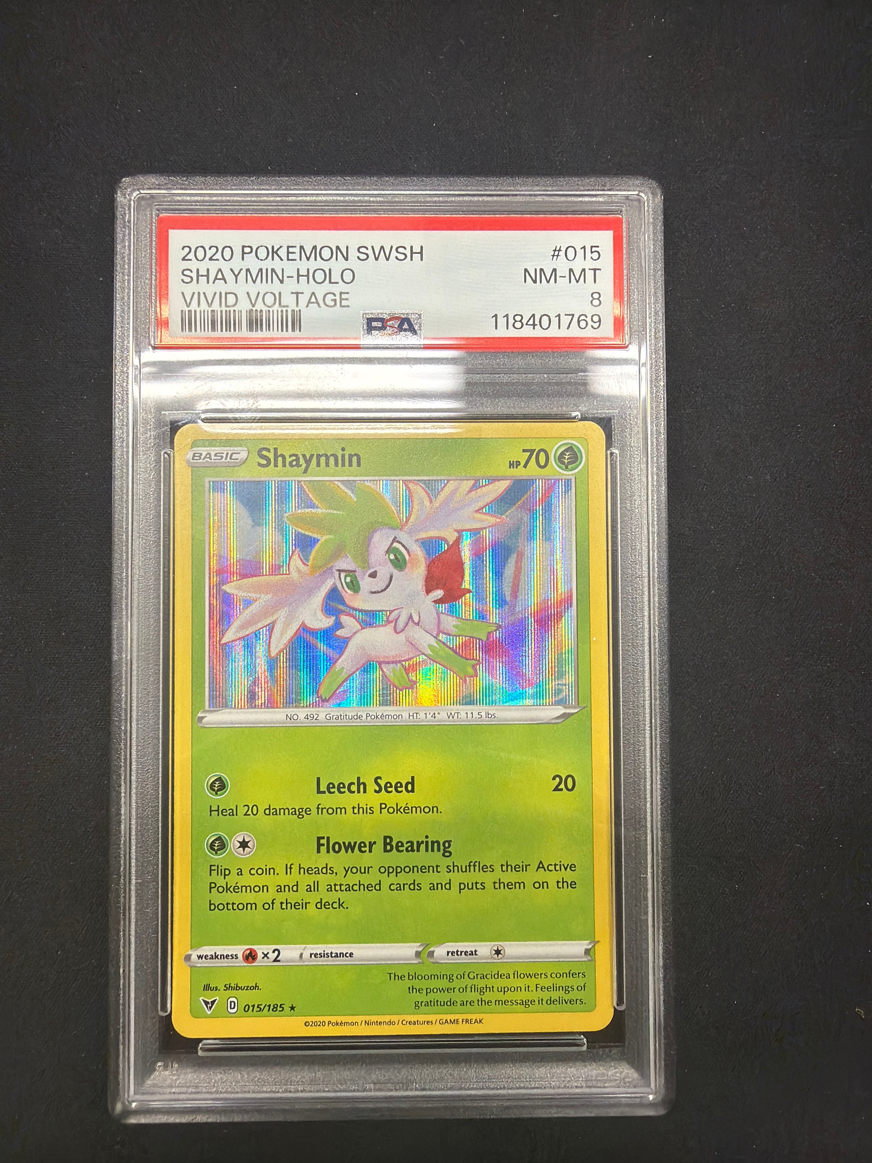 2020 Pokémon SWSH Shaymin-Holo Vivid Voltage PSA NM-MT 8