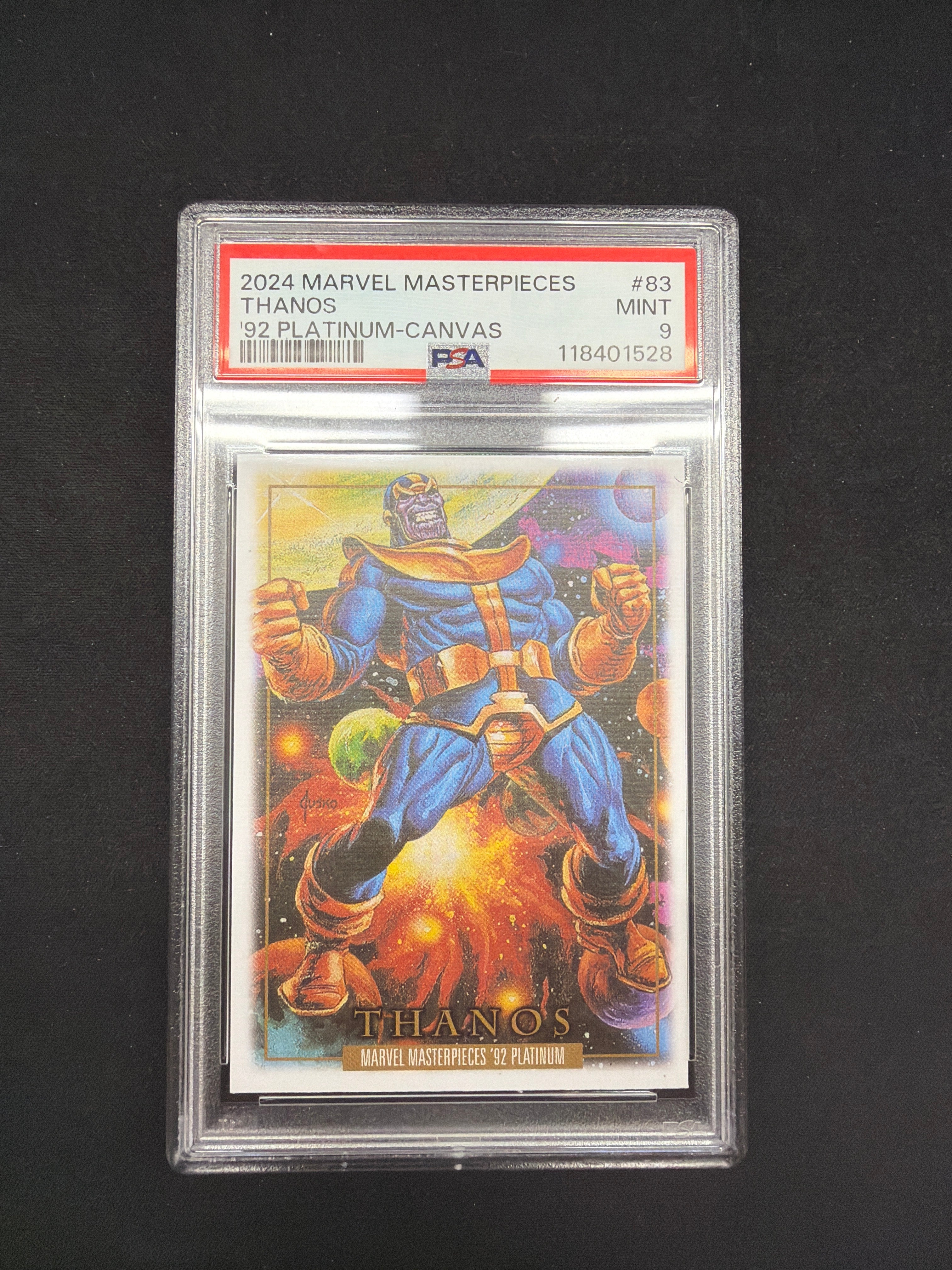 2024 Marvel Masterpieces Thanos 92 Platinum-Canvas PSA Mint 9