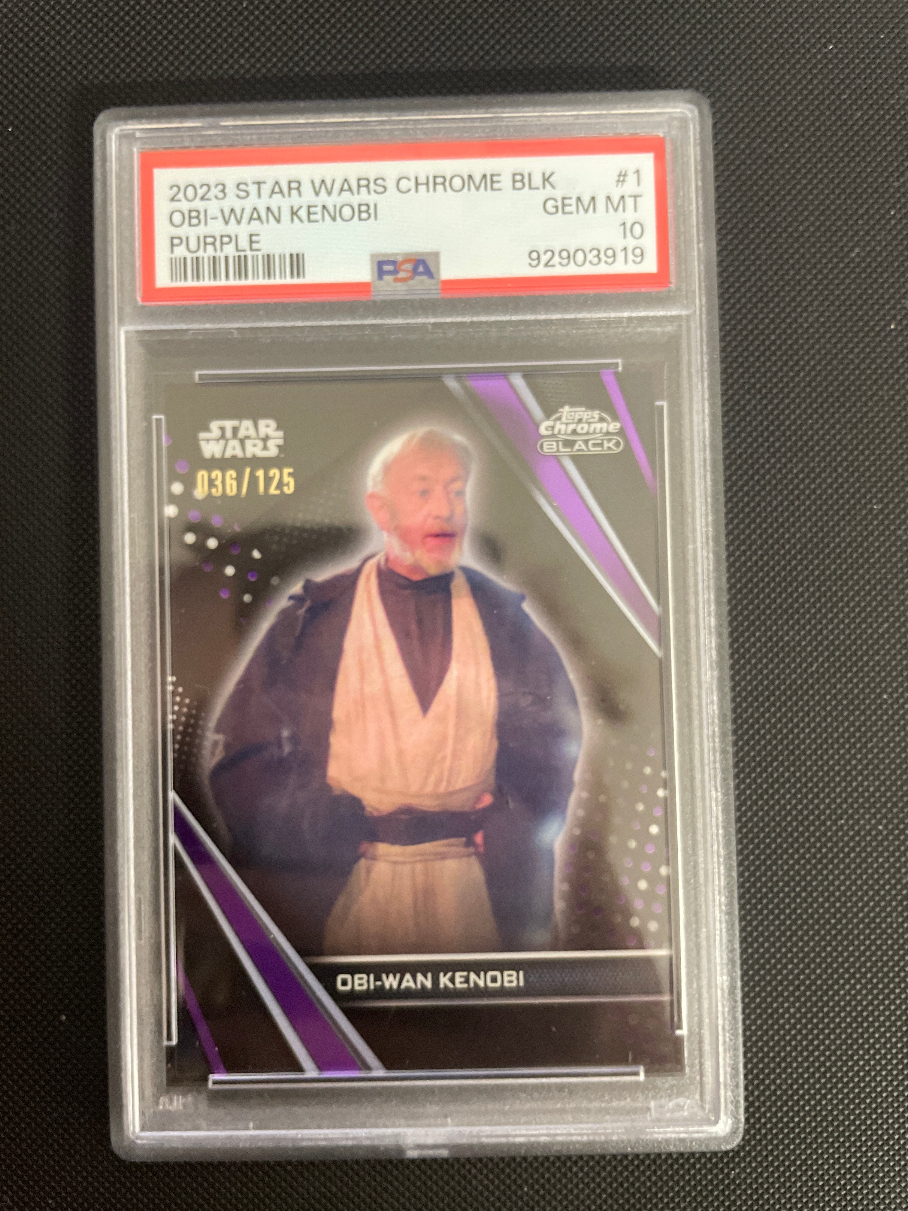 2023 STAR WARS CHROME BLACK OBI-WAN KENOBI PURPLE PSA 10