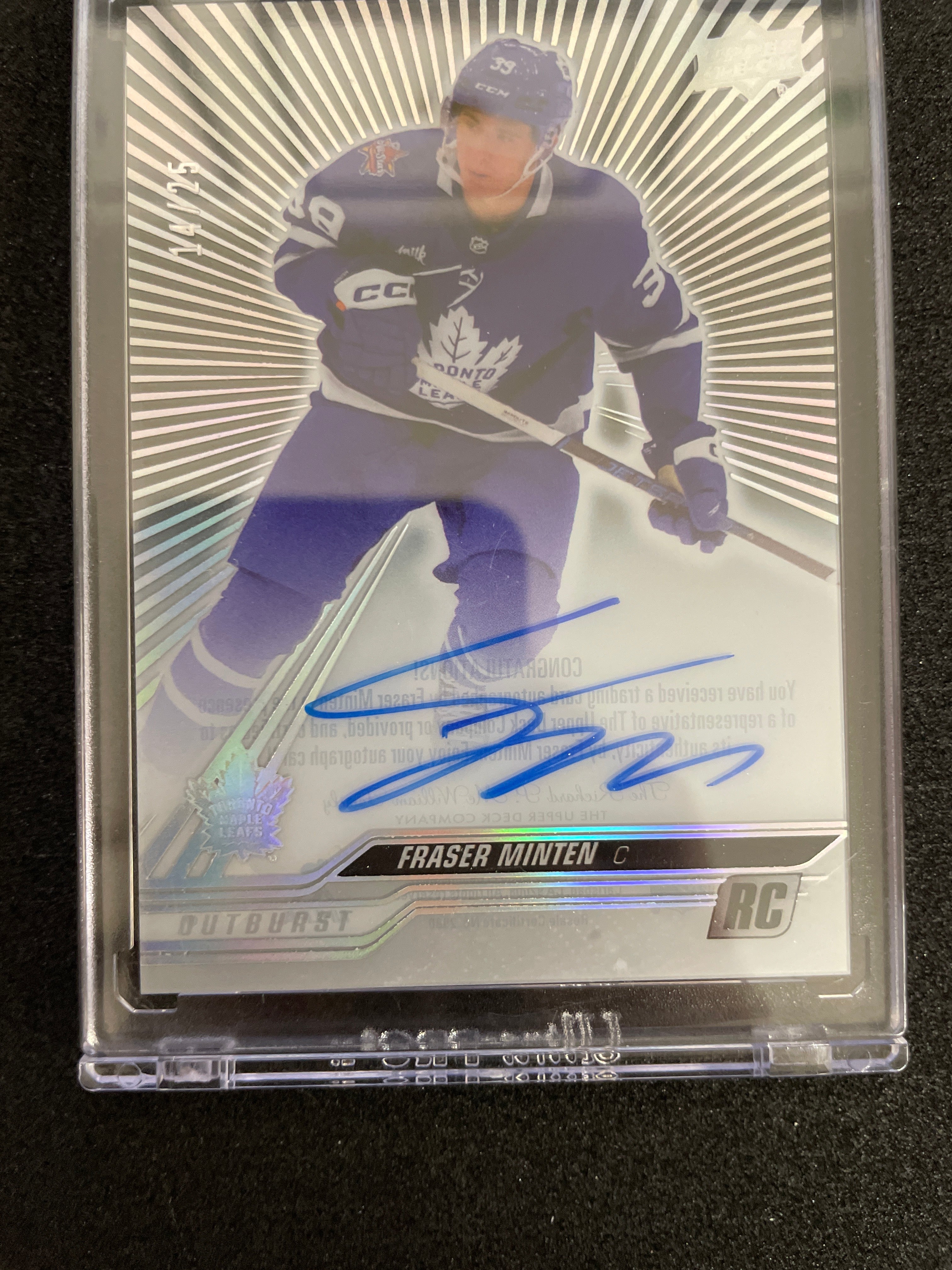 2023-24 Clear Cut Hockey Fraser Minten Autograph /25