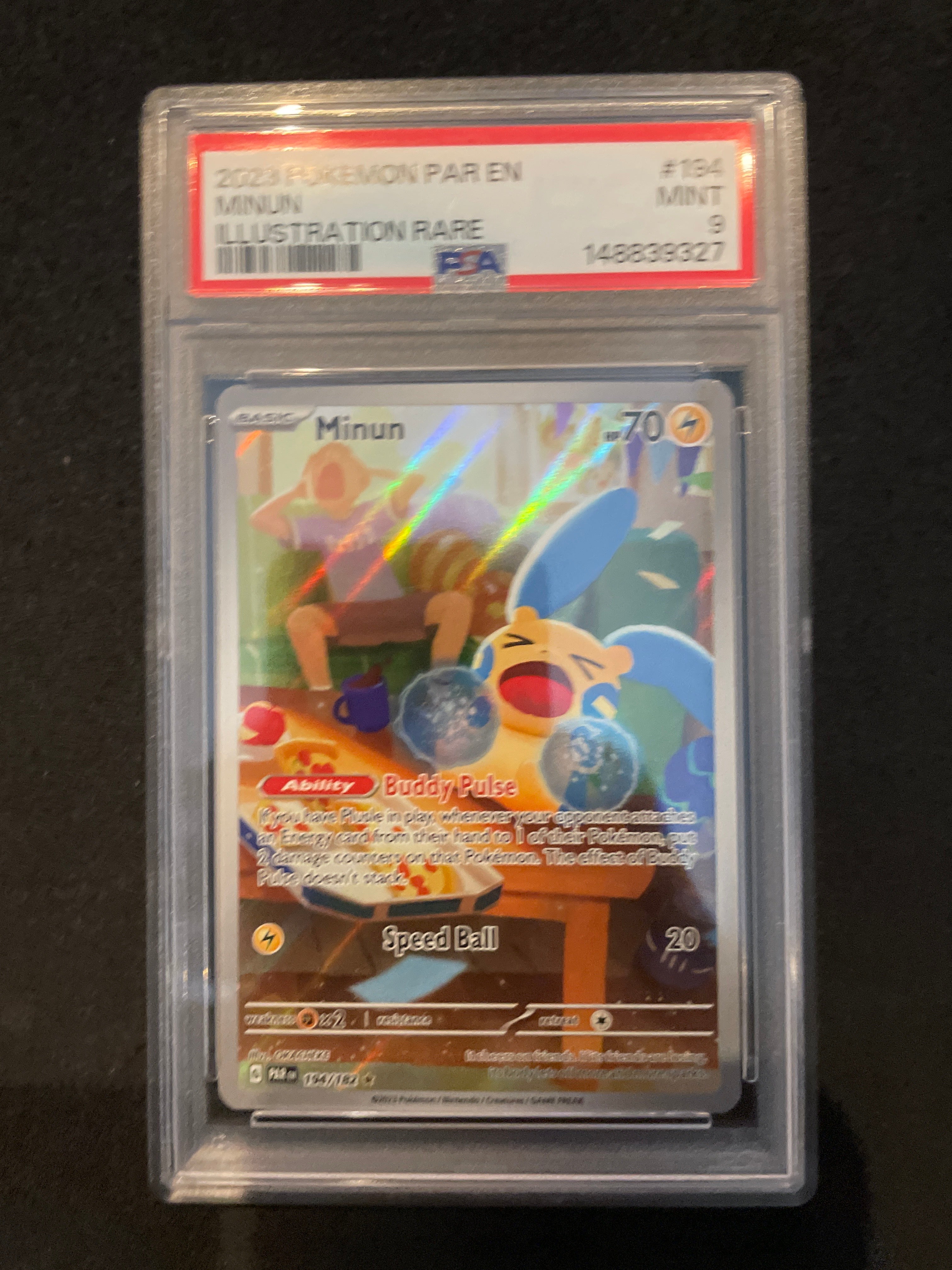 2023 Pokemon PAR EN Minun Illustration Rare PSA 9