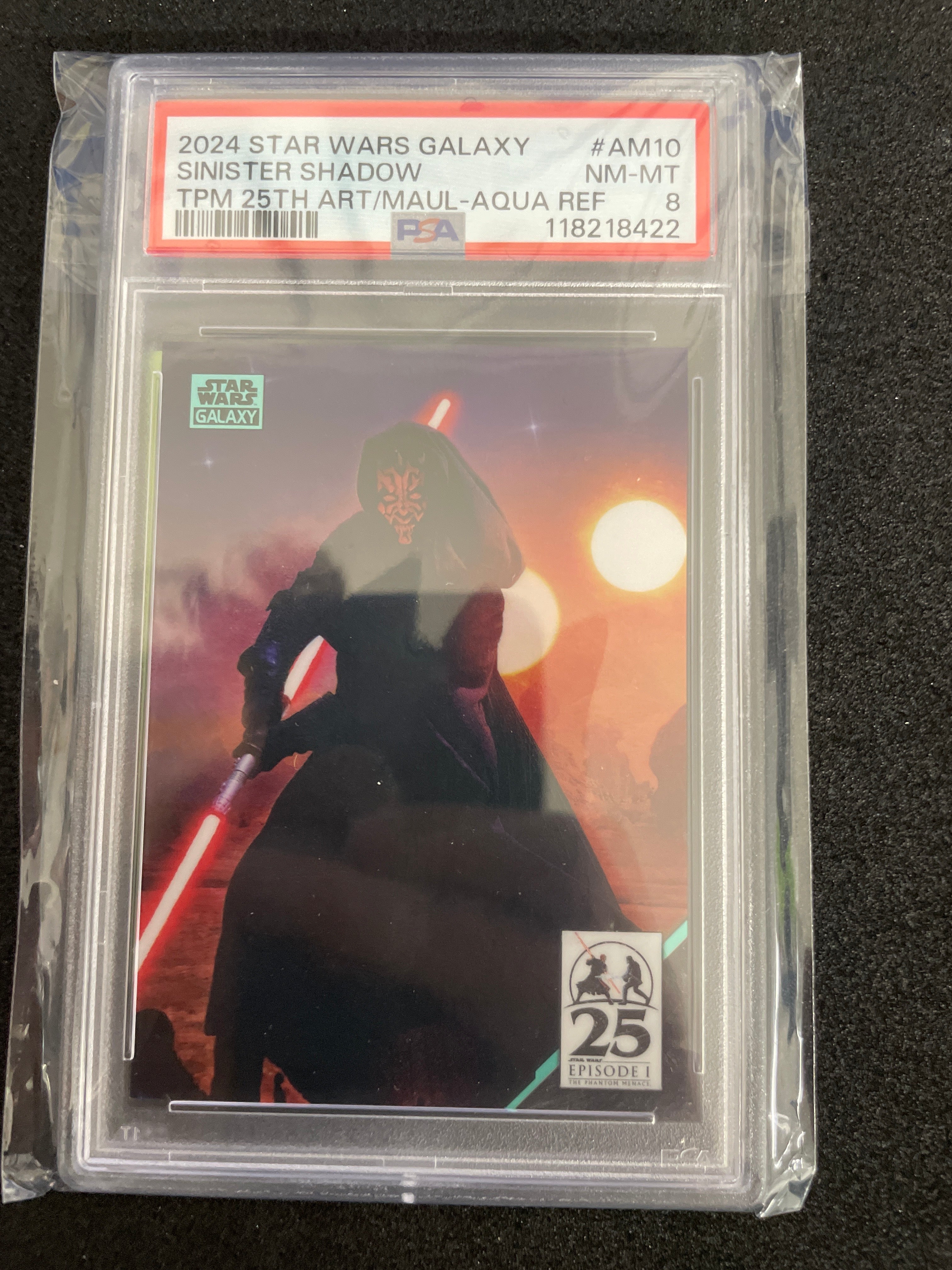 2024 Star Wars Galaxy Sinister Shadow TPM 25th art/Maul-Aqua ref NM-MT PSA 8