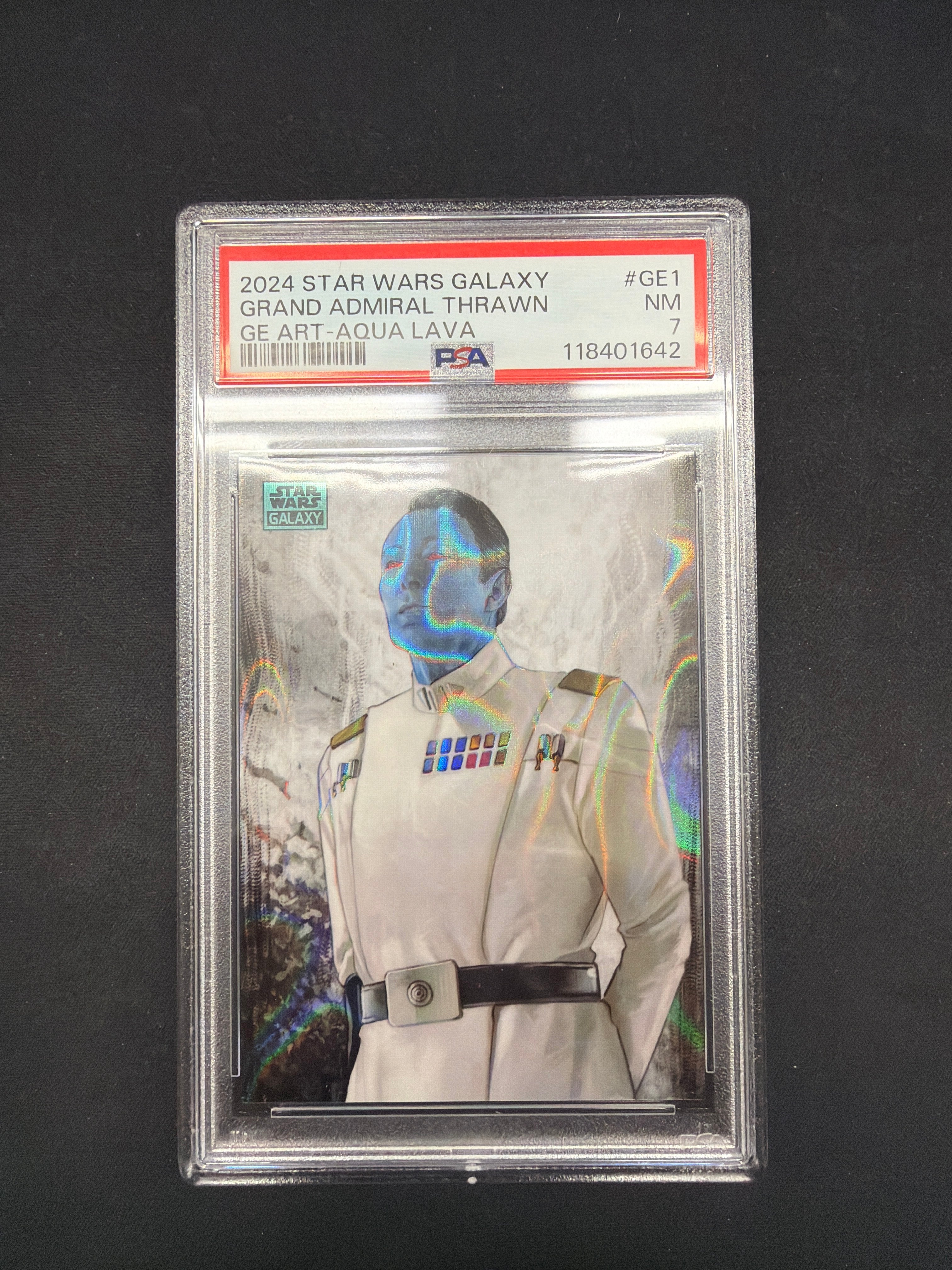 2024 Star Wars Galaxy Grand Admiral Thrawn GE Art-Aqua Lava PSA NM 7 /175
