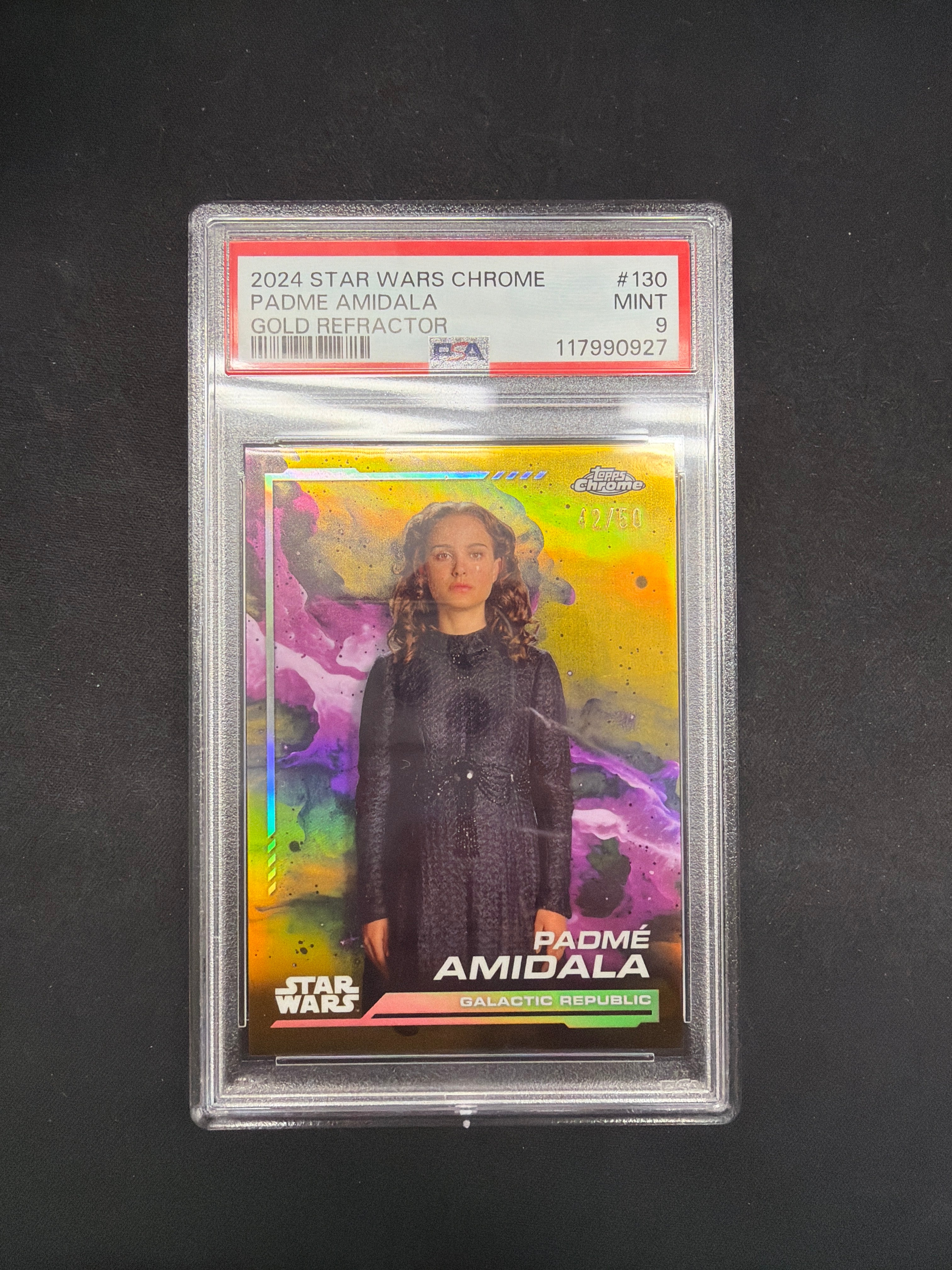 2024 Star Wars Chrome Padme Amidala Gold Refractor PSA Mint 9