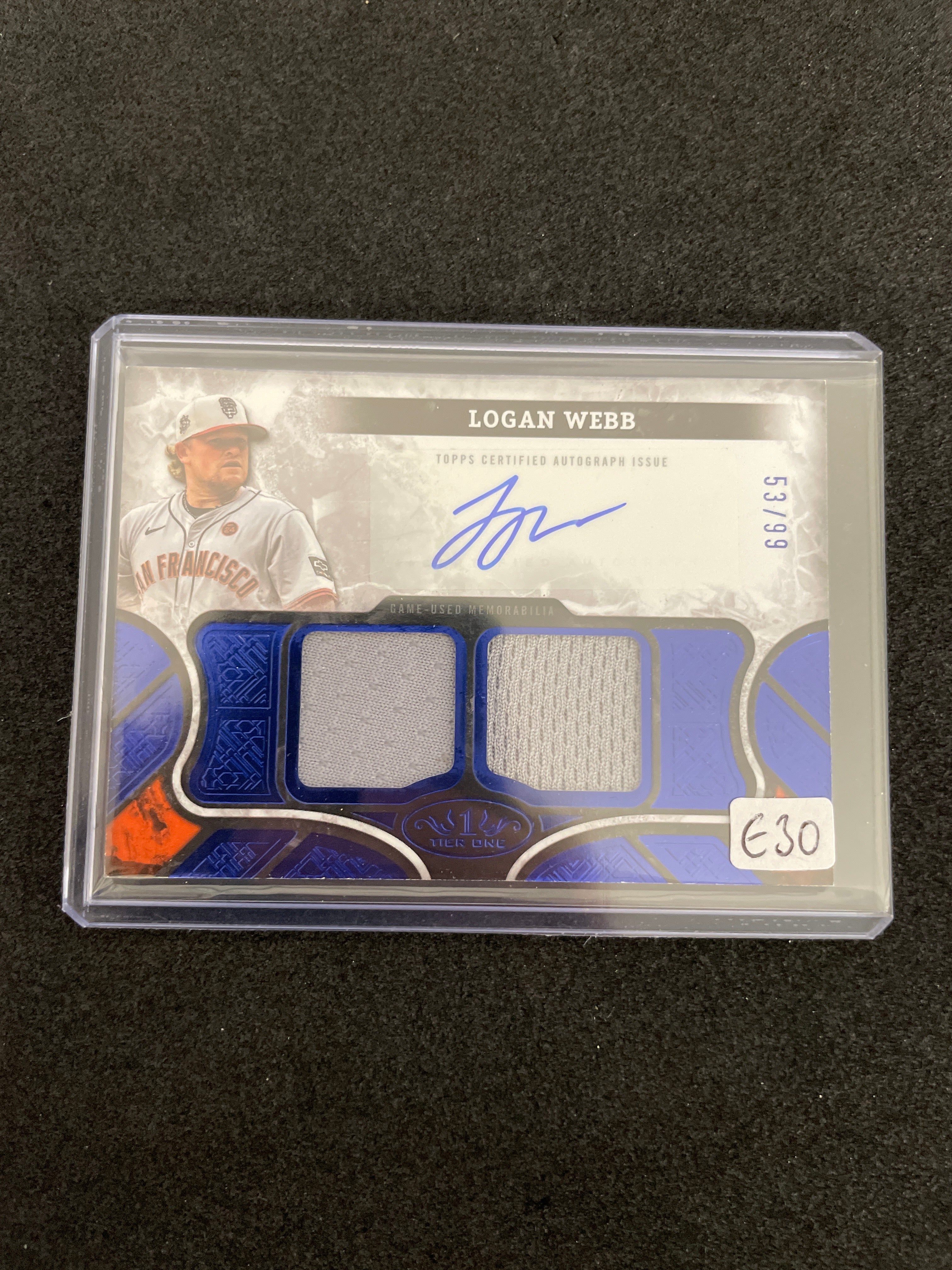 2025 Topps Tier One Baseball Logan Webb Autograph Relic /99