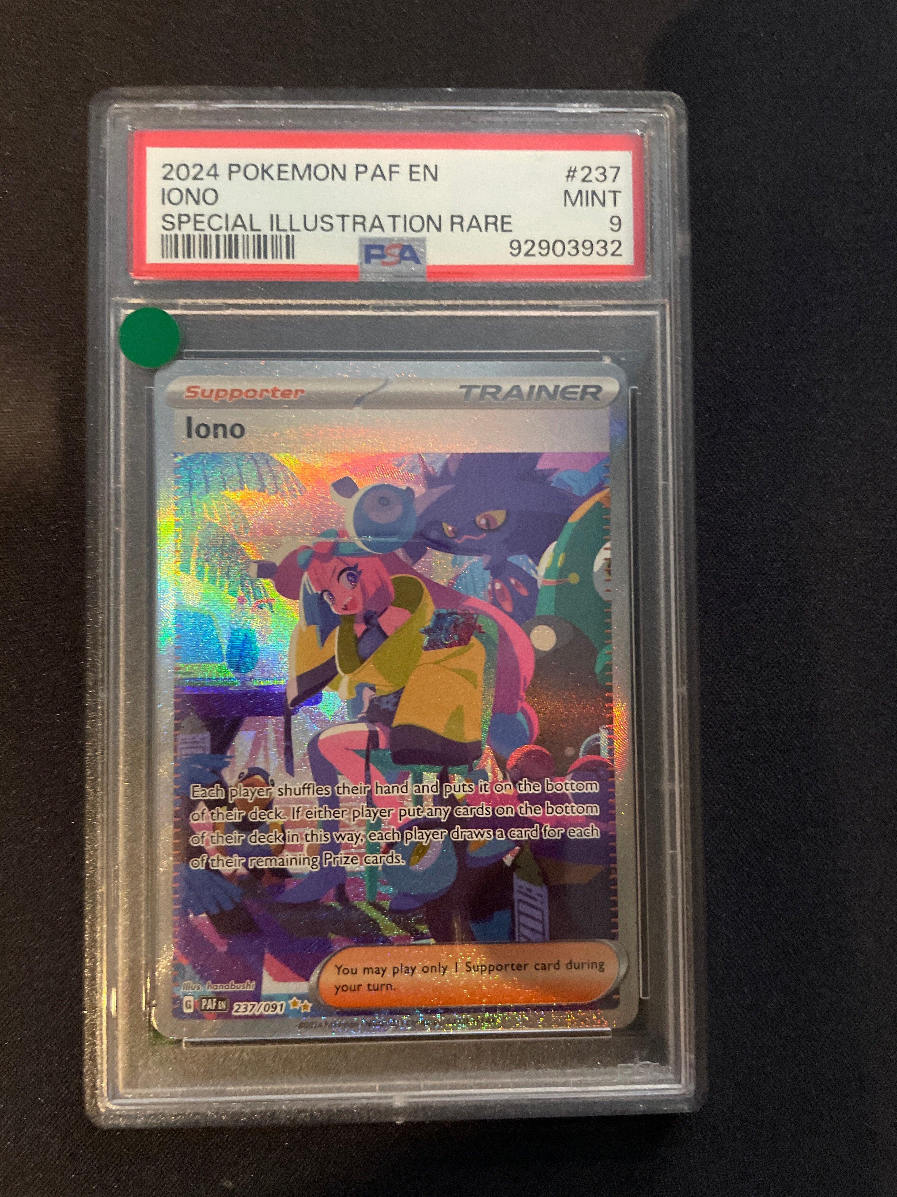 2024 Pokemon PAF EN Iono Special Illustration Rare PSA 9
