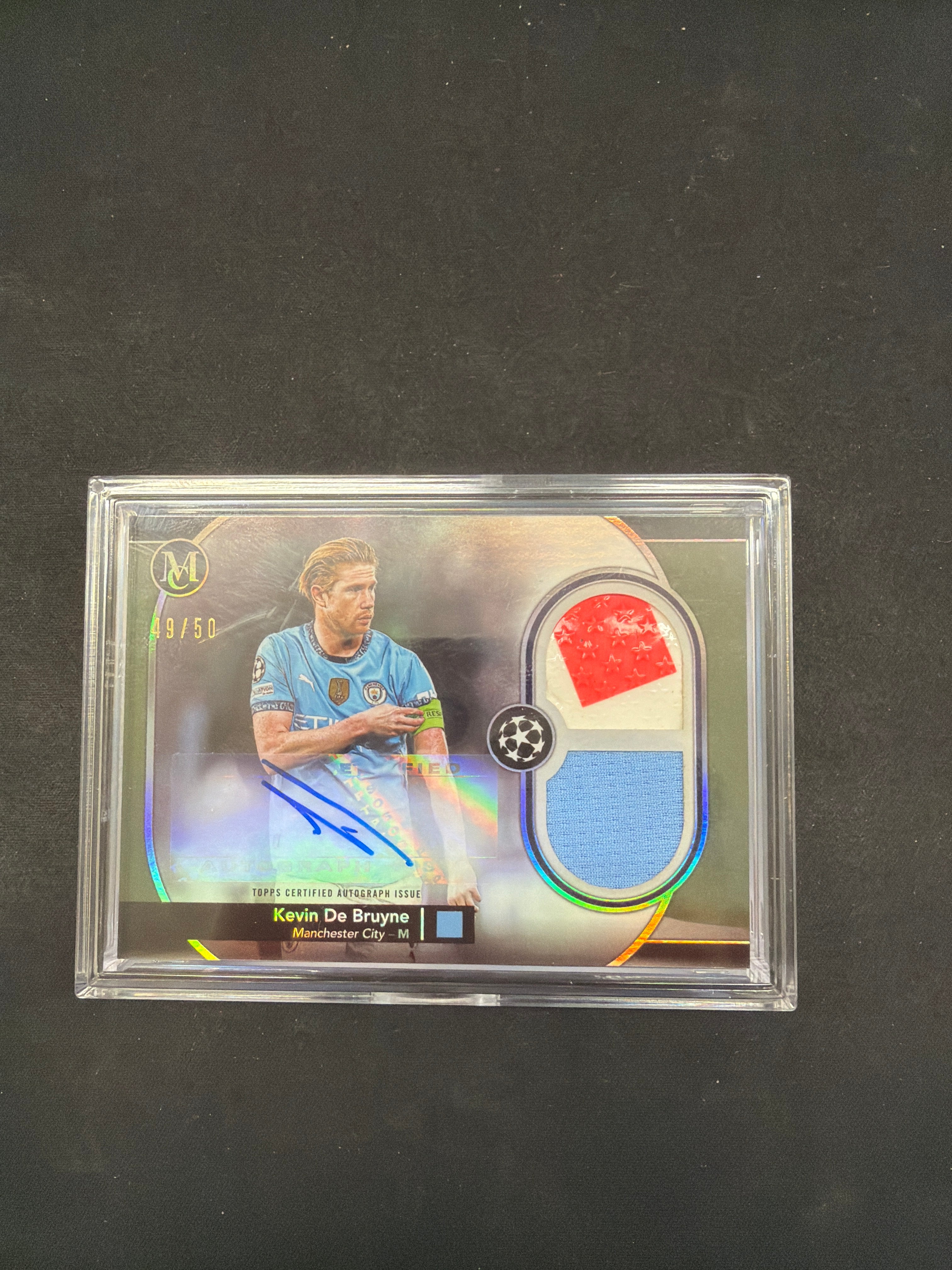 Kevin De Bruyne Topps Museum Collection Player Worn Relic + Gameball Auto /50