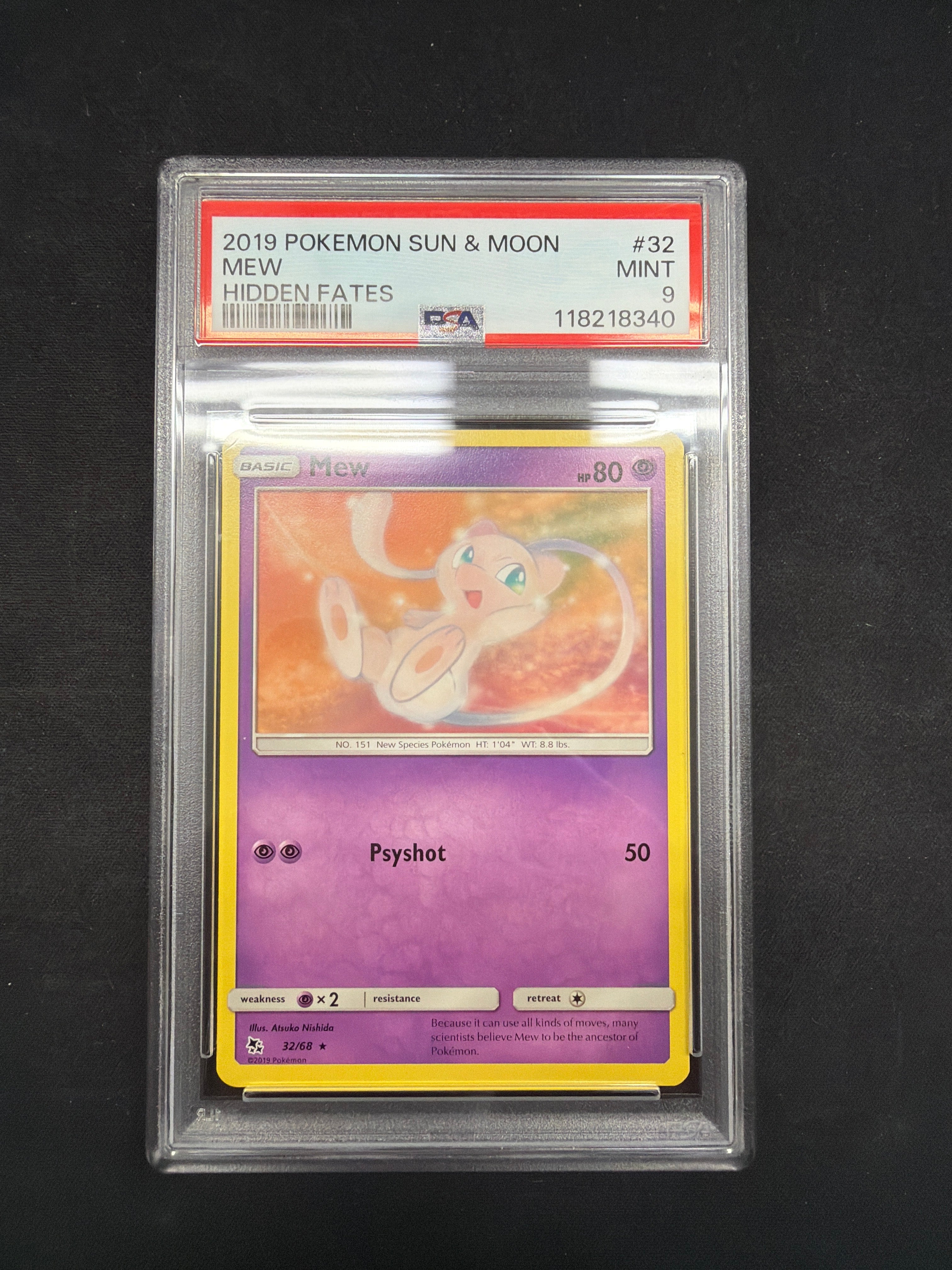 2019 Pokémon Sun & Moon Mew Hidden Fates PSA MINT 9