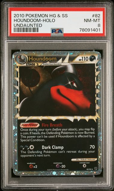 2010 POKEMON HEARTGOLD & SOULSILVER UNDAUNTED #82 HOUNDOOM-HOLO UNDAUNTED PSA 8
