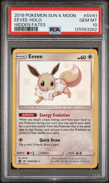 2019 POKEMON SUN & MOON HIDDEN FATES #SV41 EEVEE-HOLO HIDDEN FATES