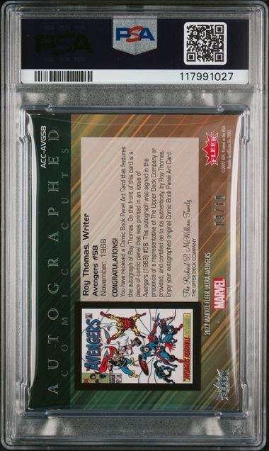 2022 FLEER ULTRA AVENGERS COMIC CLIPPINGS CUTS #AVG58 ROY THOMAS COMIC CUTS-AUTOGRAPH