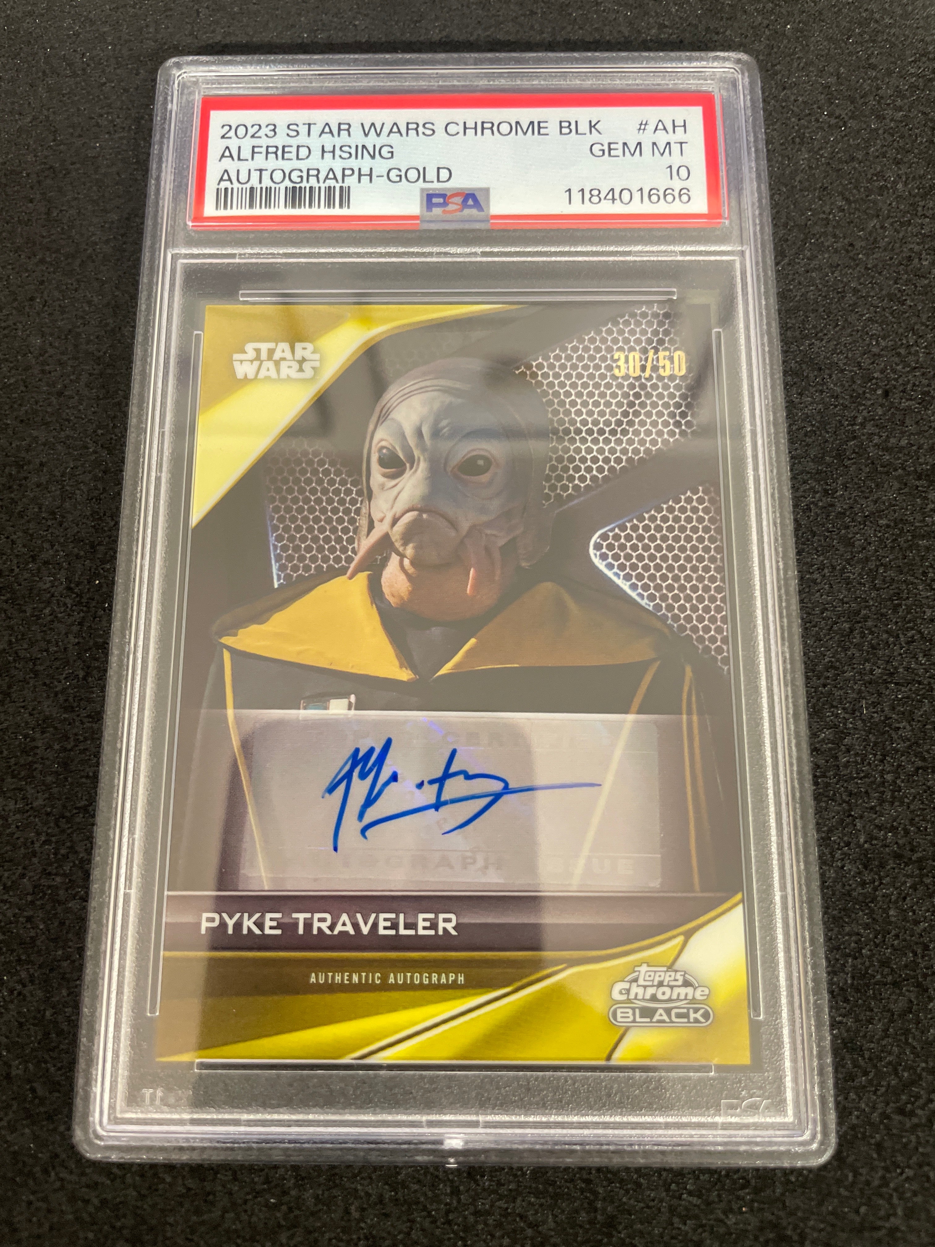 2023 Star Wars Chrome Black Alfred Hsing Autograph-Gold GEM MINT PSA 20 /50