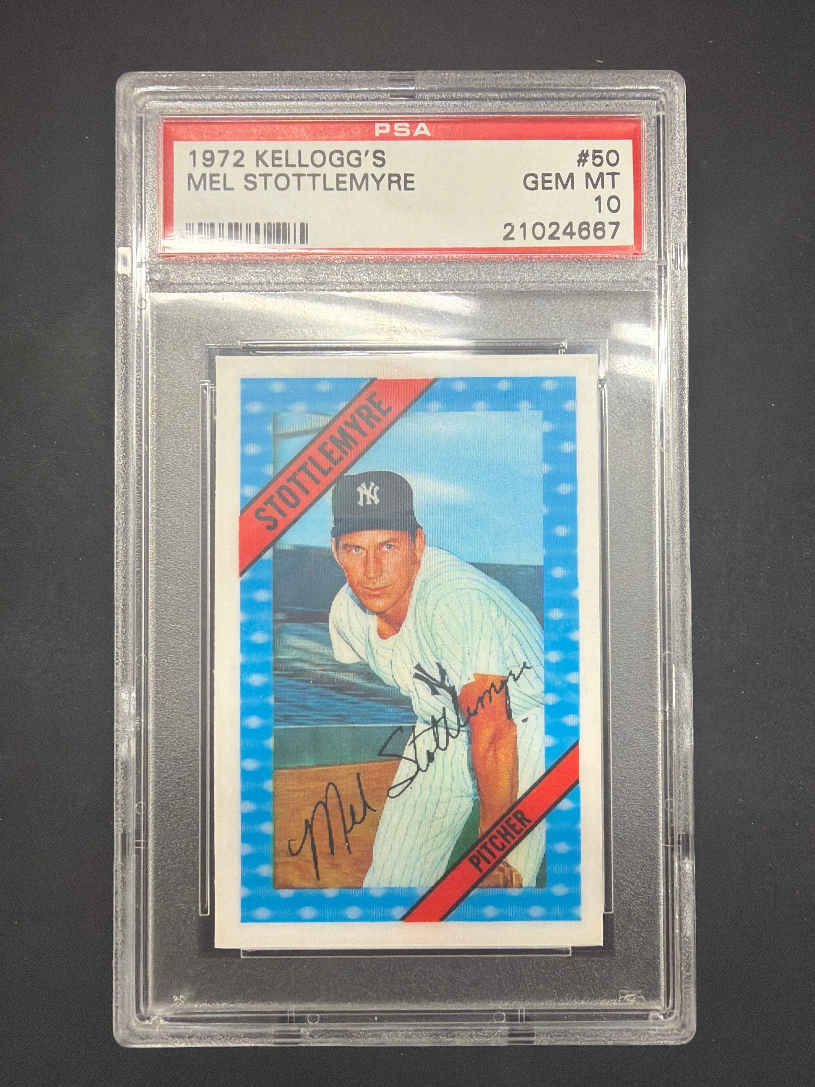 1972 Kellogg's Mel Stottlemyre PSA Gem MT 10