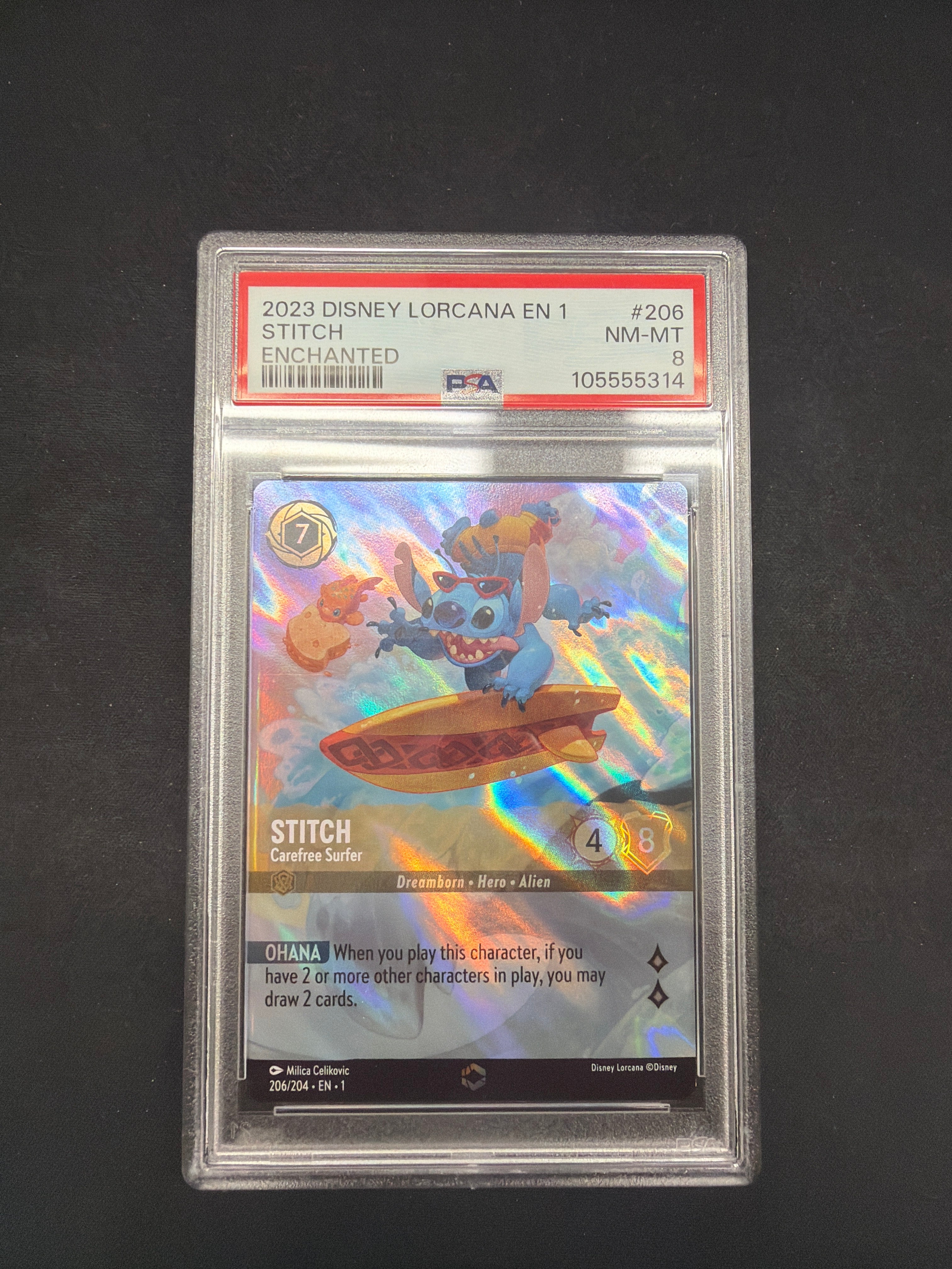 2023 Disney Lorcana En 1 Stitch Enchanted PSA NM-MT 8