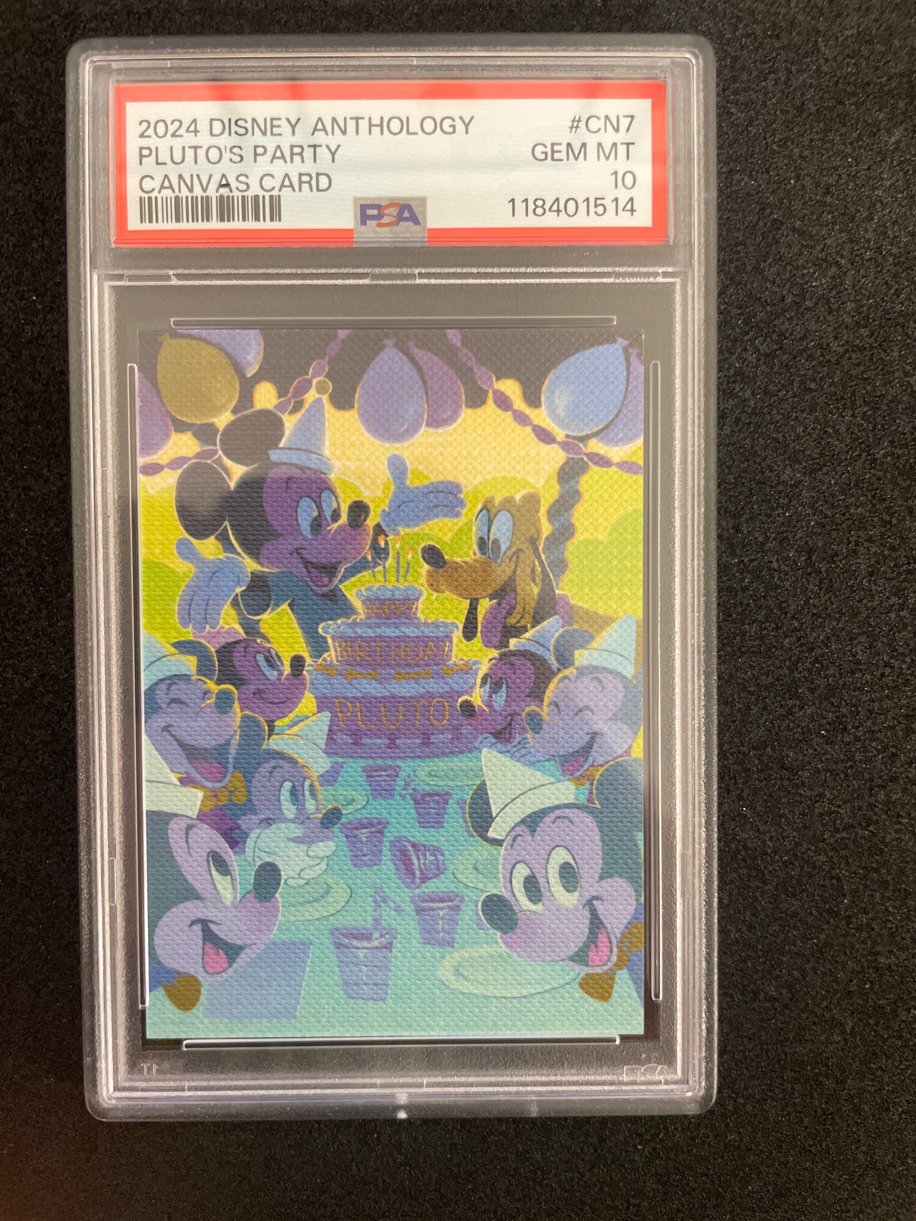 2024 Disney Anthology Pluto's Party Canvas Card Gem Mint PSA 10