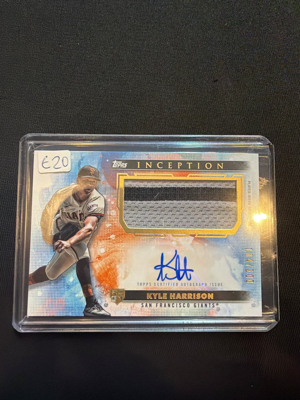 Topps Inception Kyle Harrison Rookie Patch Auto /200