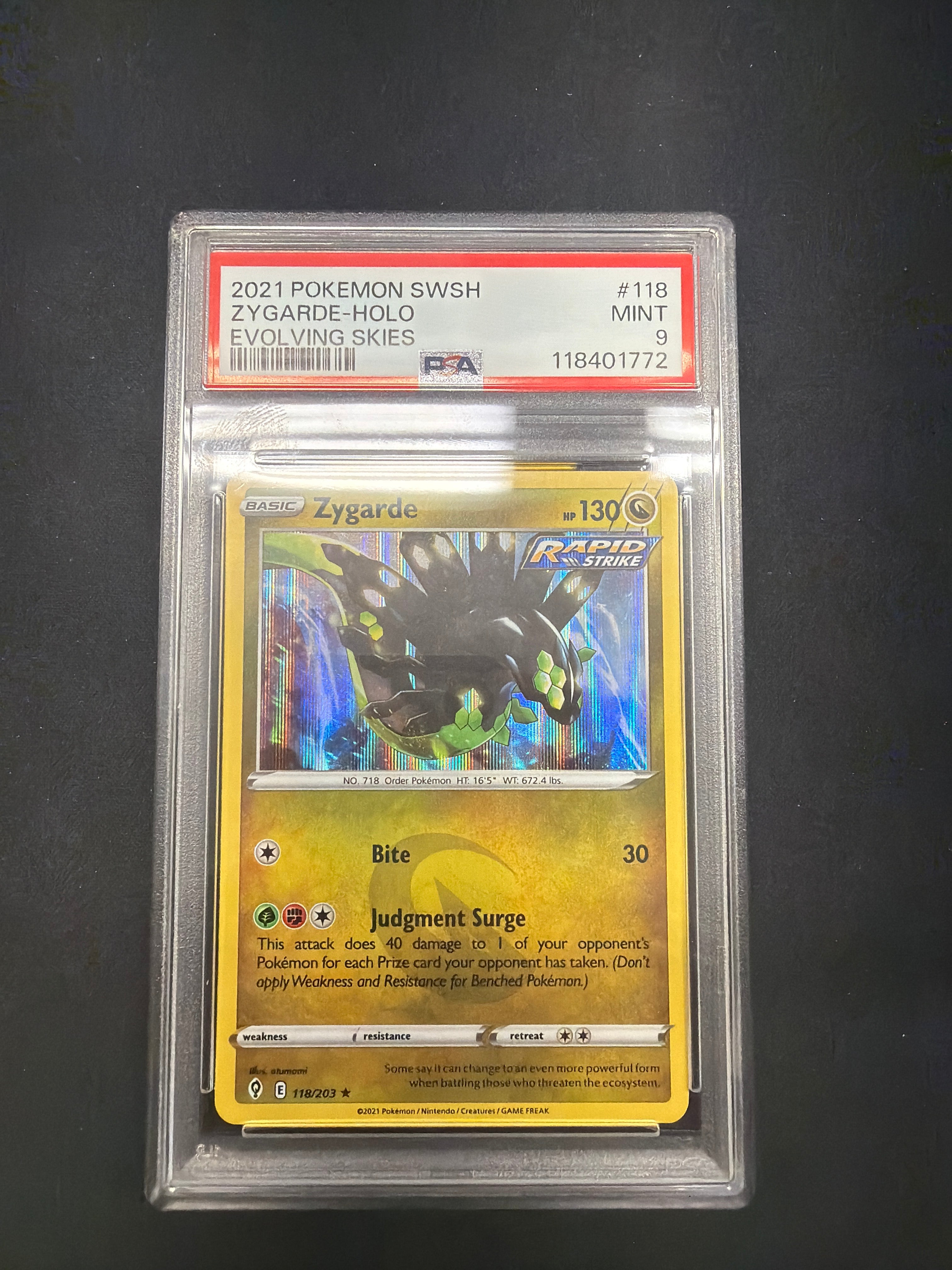 2021 Pokémon SWSH Zygarde-Holo Evolving Skies PSA MINT 9