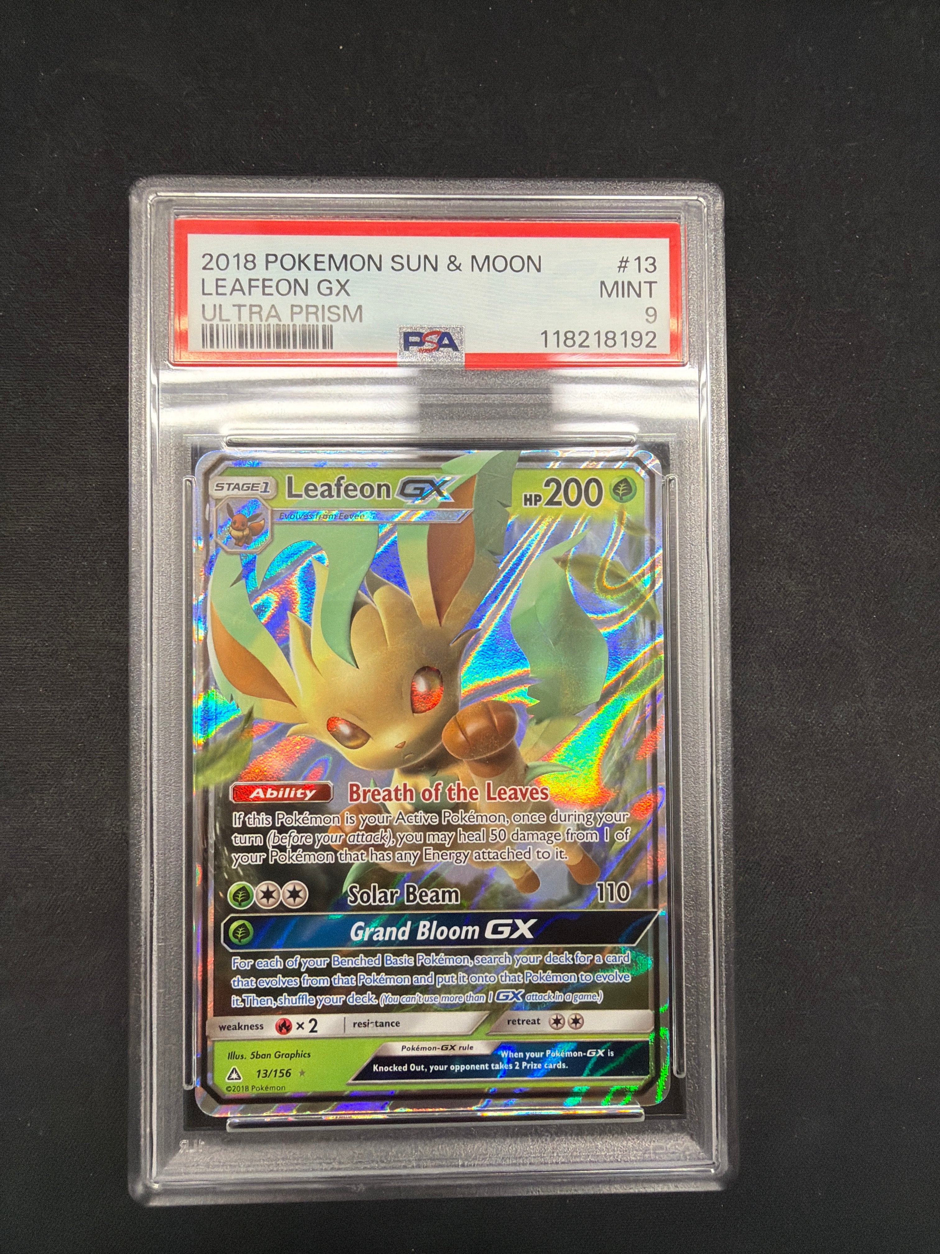 2018 Pokémon Sun & Moon Leafeon GX Ultra Prism