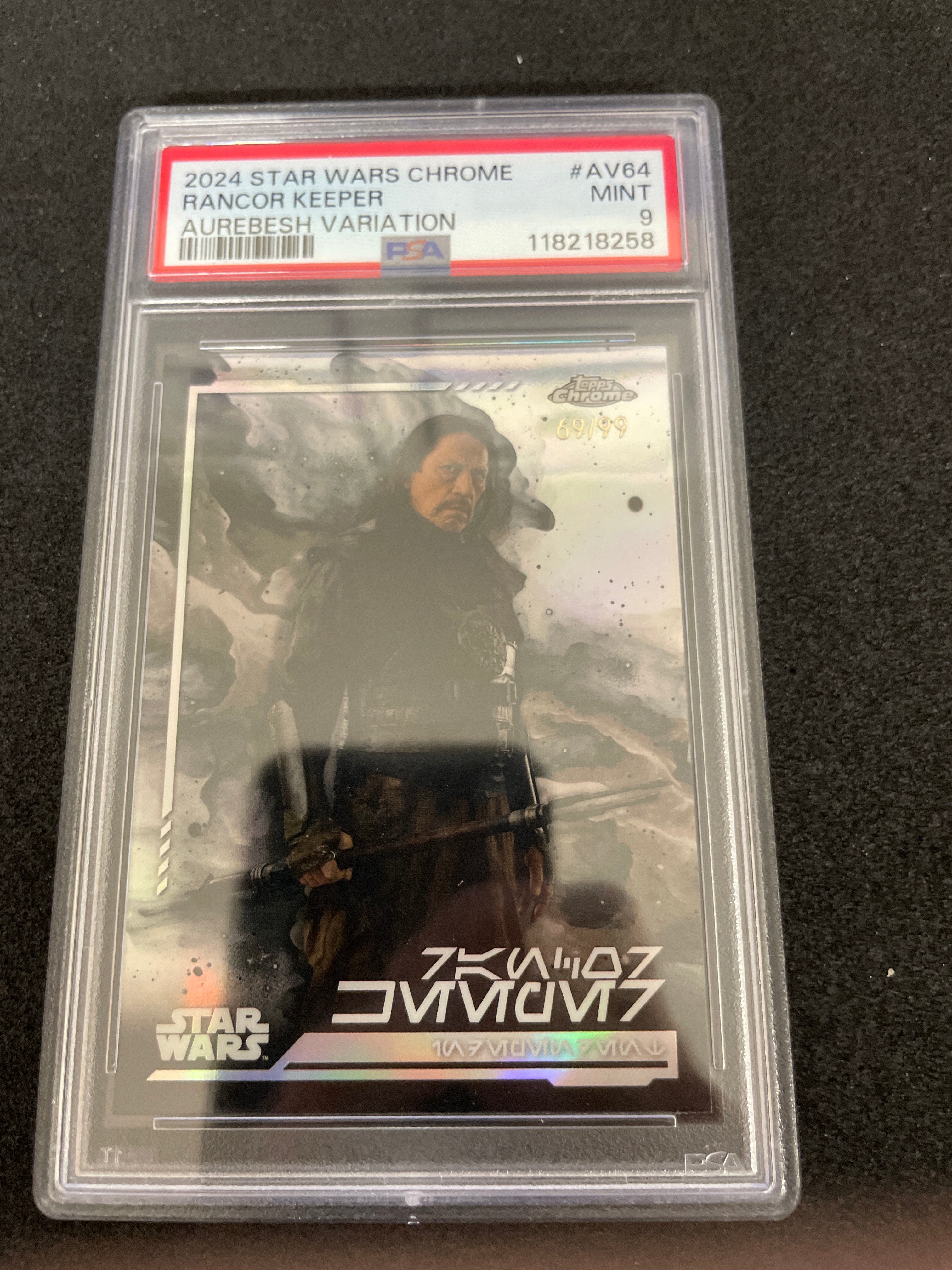 2024 Star Wars Chrome Rancor Keeper Aurebesh Variation MINT PSA 8 /99