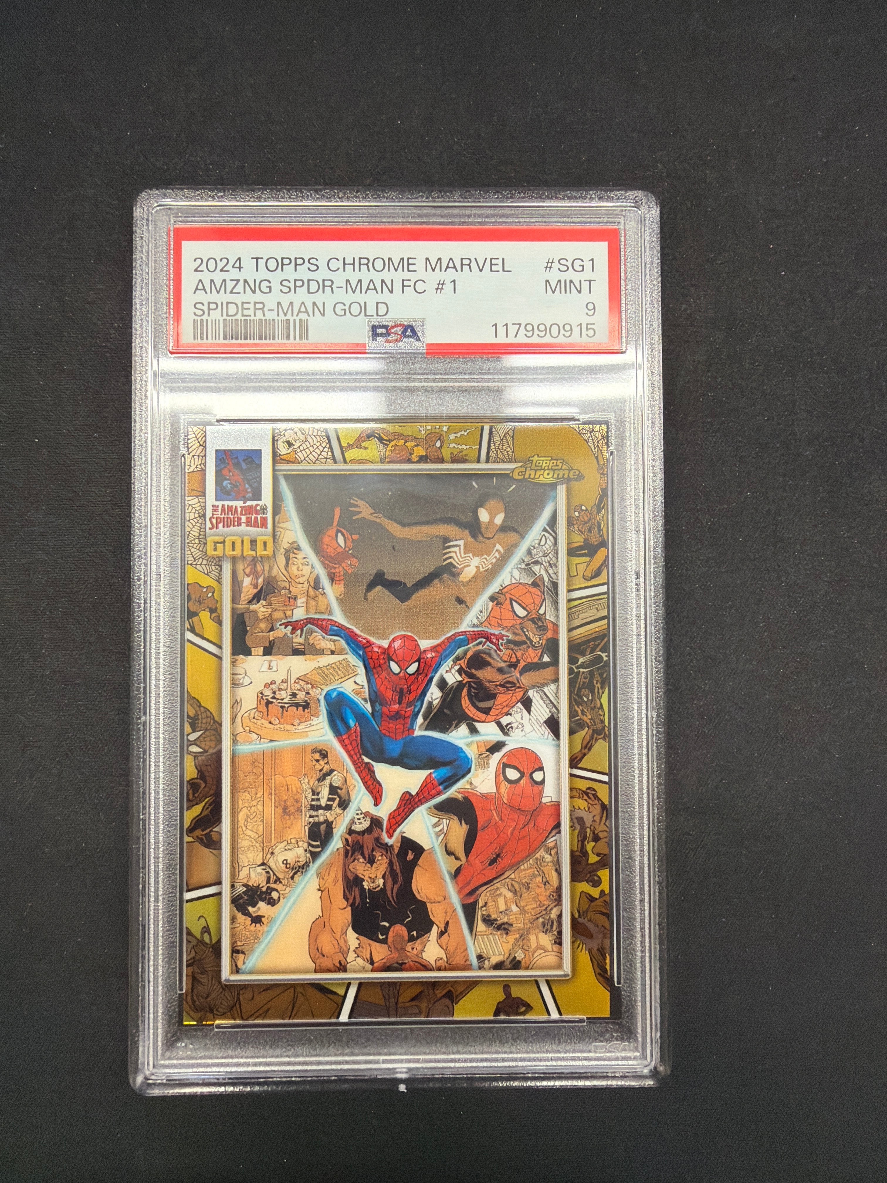 2024 Topps Chrome Marvel Amazing Spider-Man FC #1 Spider-Man Gold PSA MINT 9