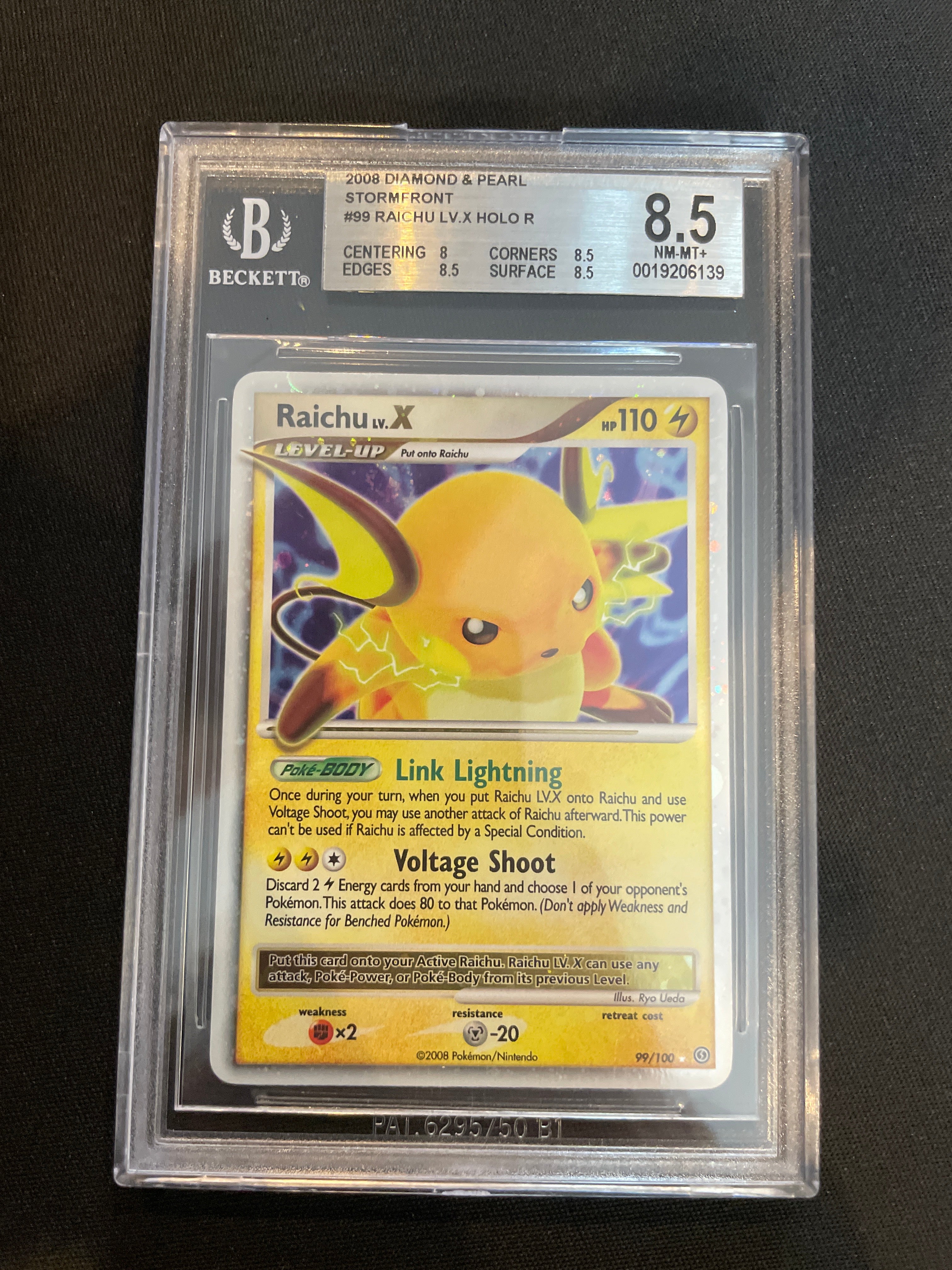 2008 Diamond & pearl stormfront #99 Raichu lv.X Holo Rare BGS 8.5