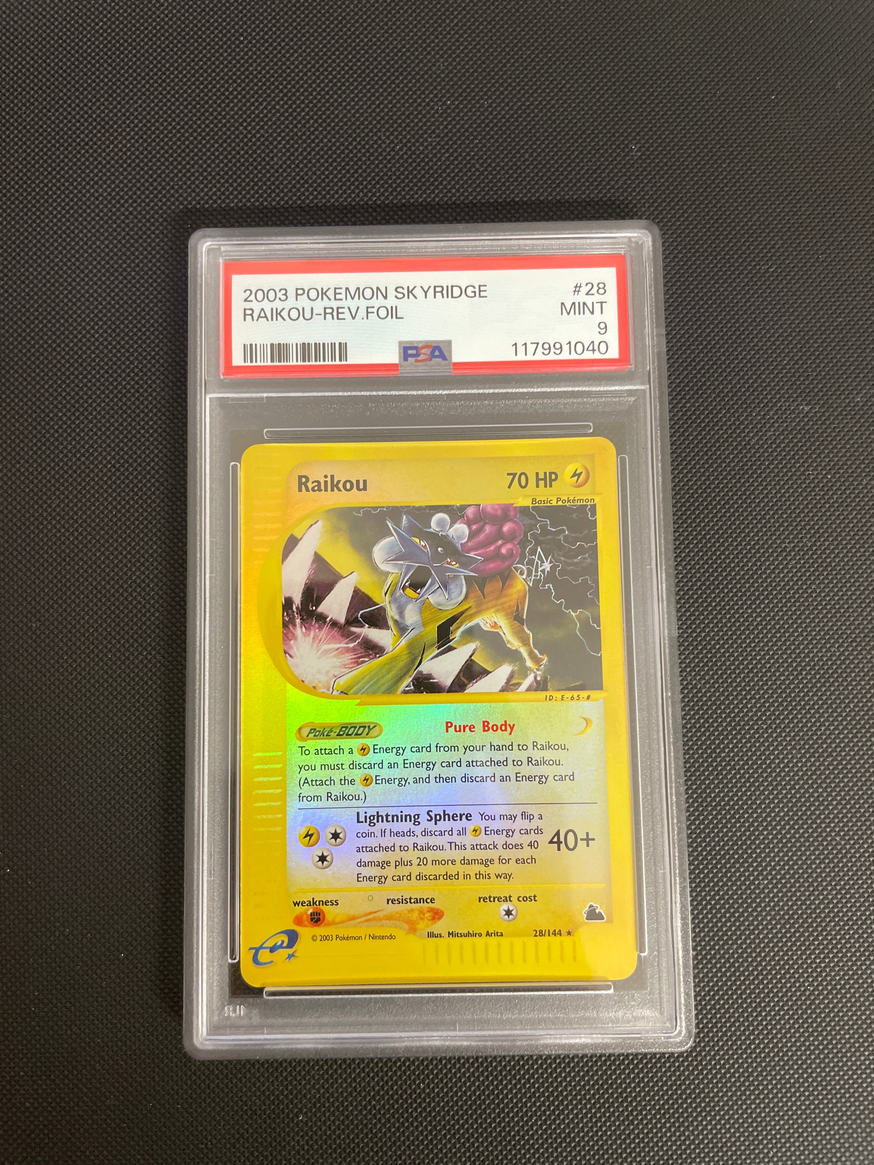 2003 Pokémon Skyridge Raikou Reverse Holo PSA 9